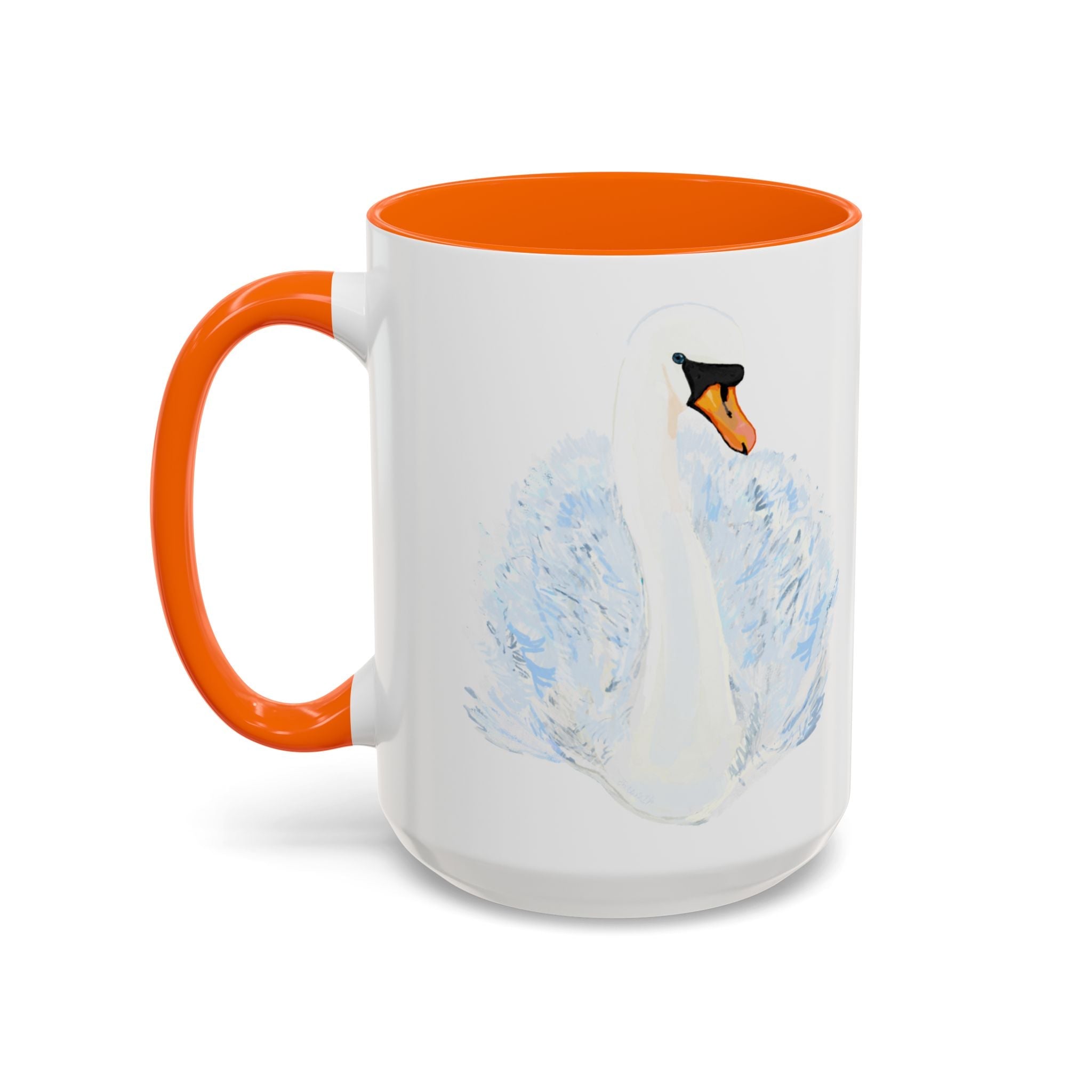 Elegant Swan Two Tone Ceramic Coffee Mugs - Blue Cava