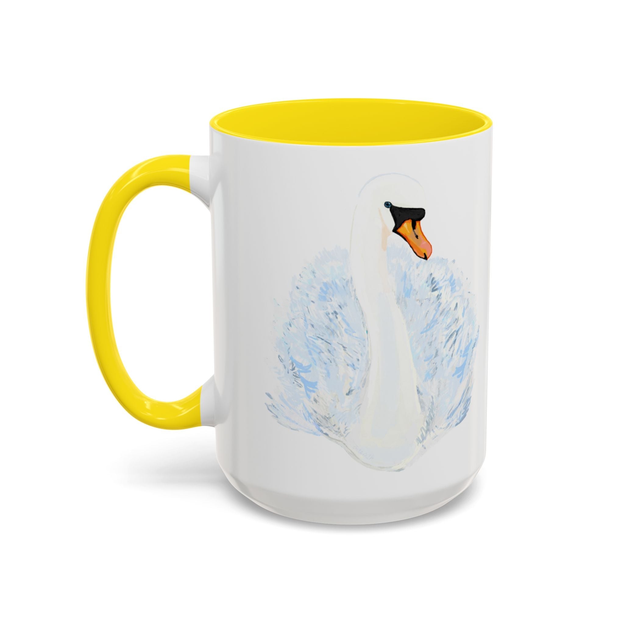 Elegant Swan Two Tone Ceramic Coffee Mugs - Blue Cava