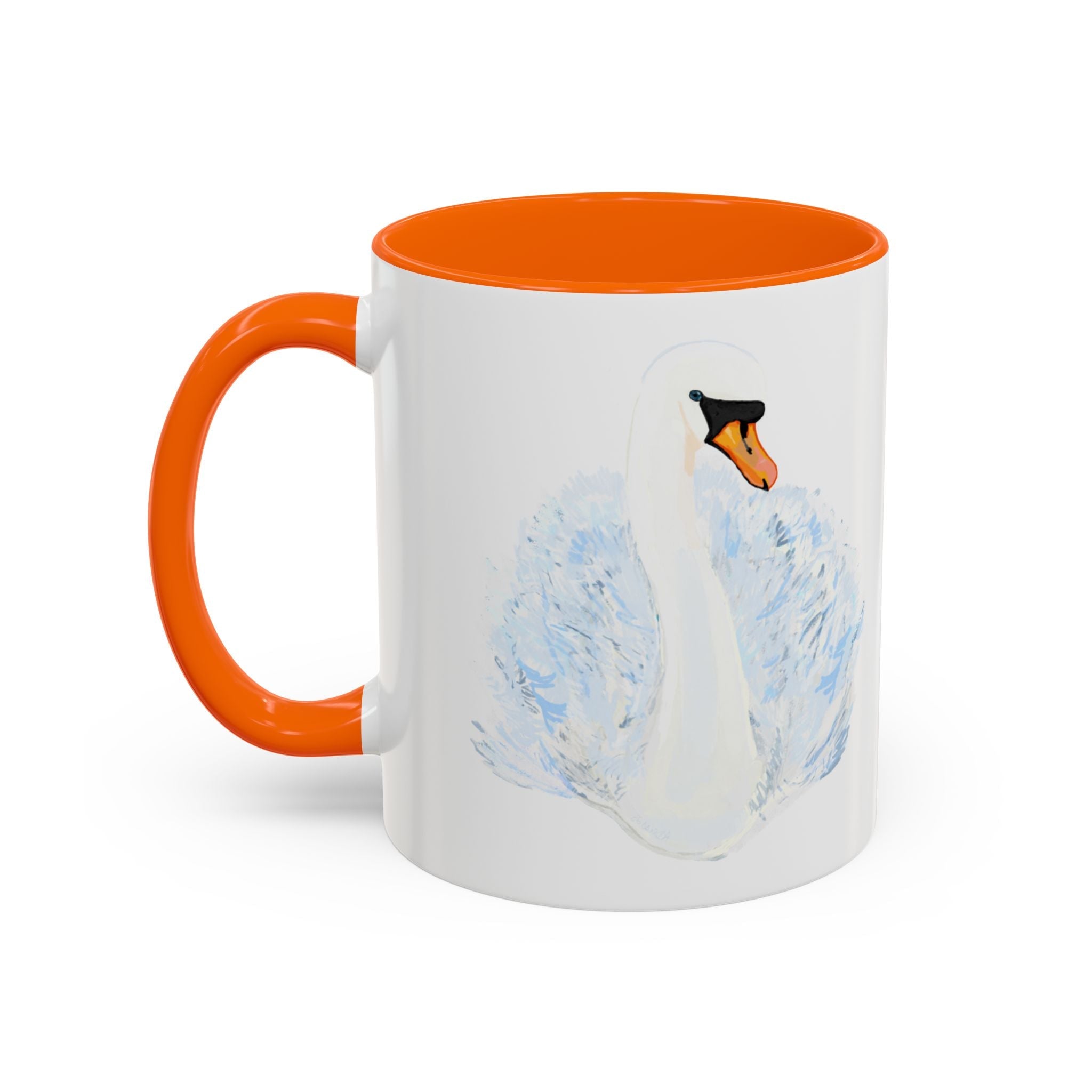 Elegant Swan Two Tone Ceramic Coffee Mugs - Blue Cava