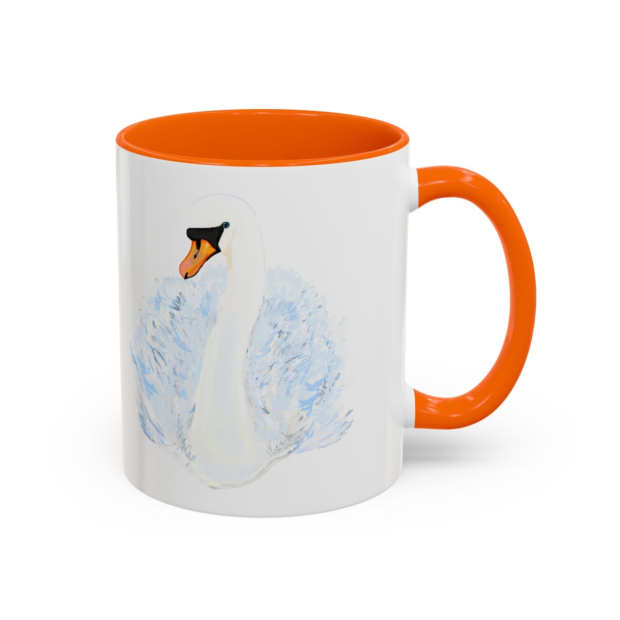 Elegant Swan Two Tone Ceramic Coffee Mugs - Blue Cava