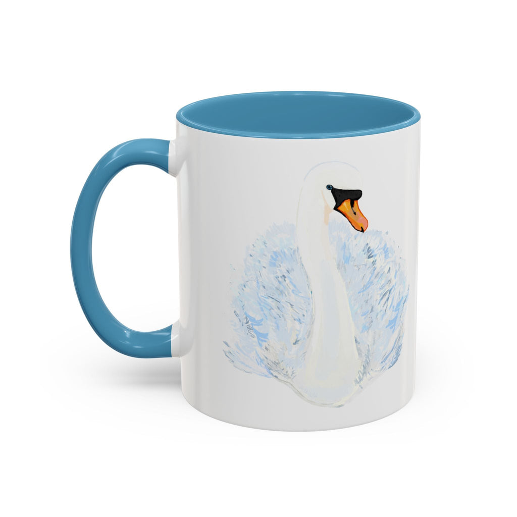Elegant Swan Two Tone Ceramic Coffee Mugs - Blue Cava