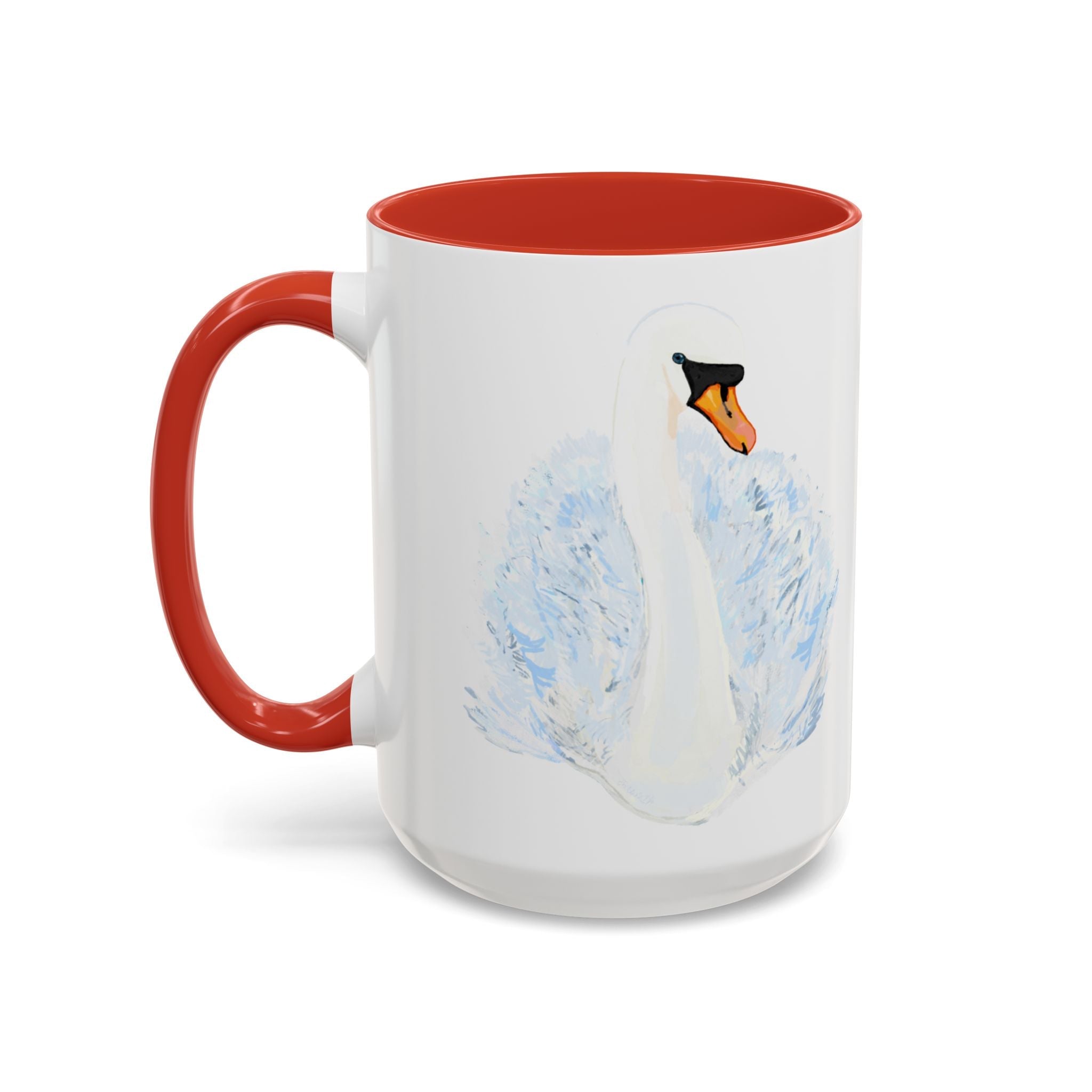 Elegant Swan Two Tone Ceramic Coffee Mugs - Blue Cava