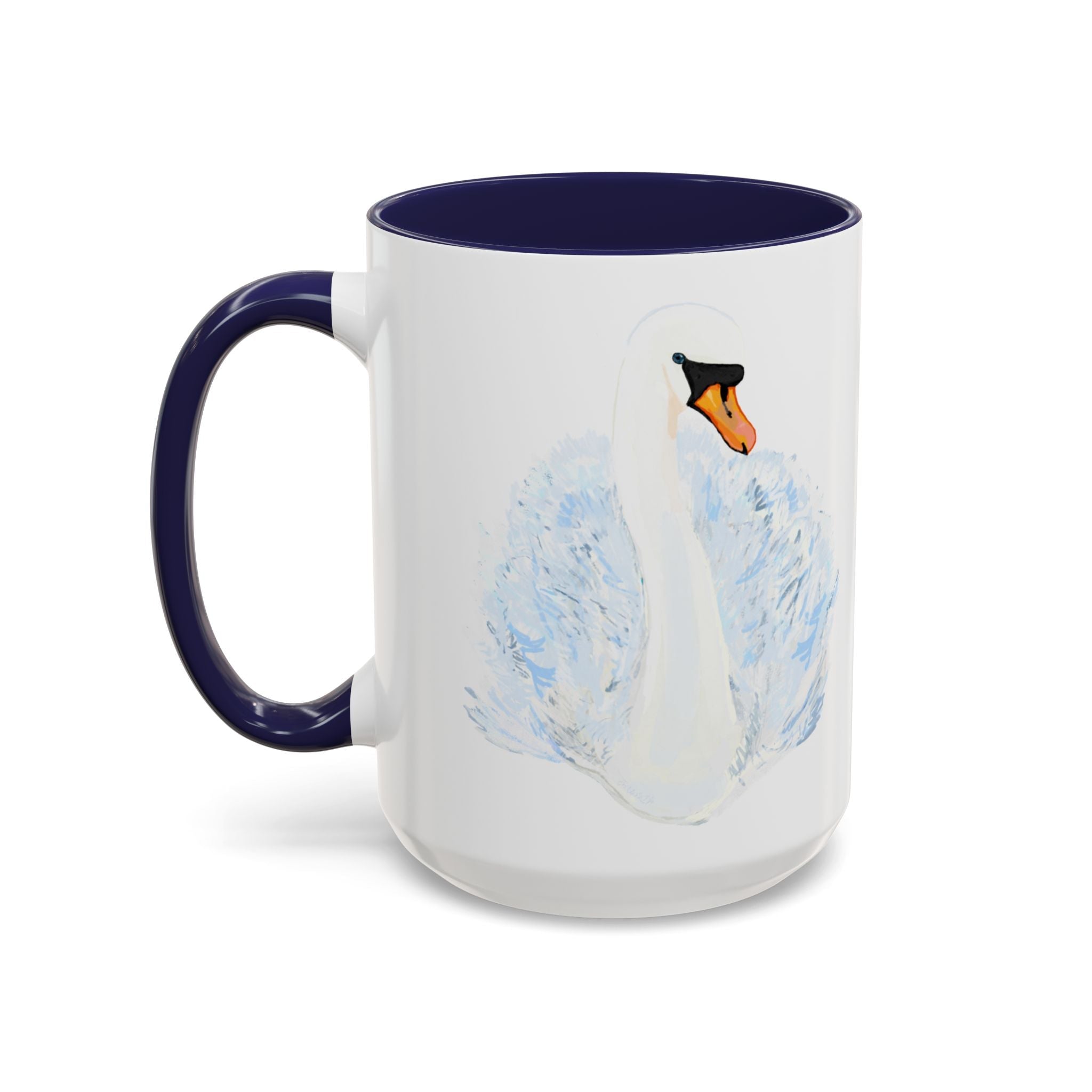 Elegant Swan Two Tone Ceramic Coffee Mugs - Blue Cava