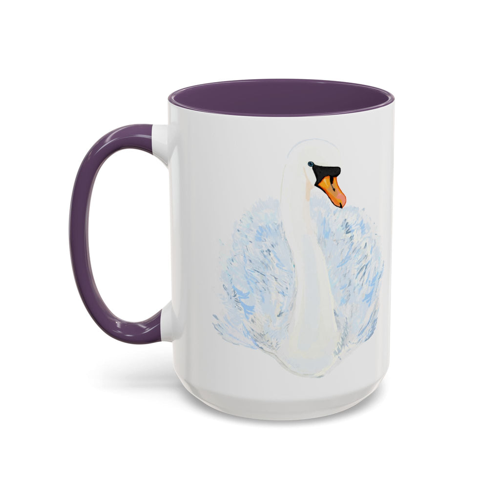 Elegant Swan Two Tone Ceramic Coffee Mugs - Blue Cava