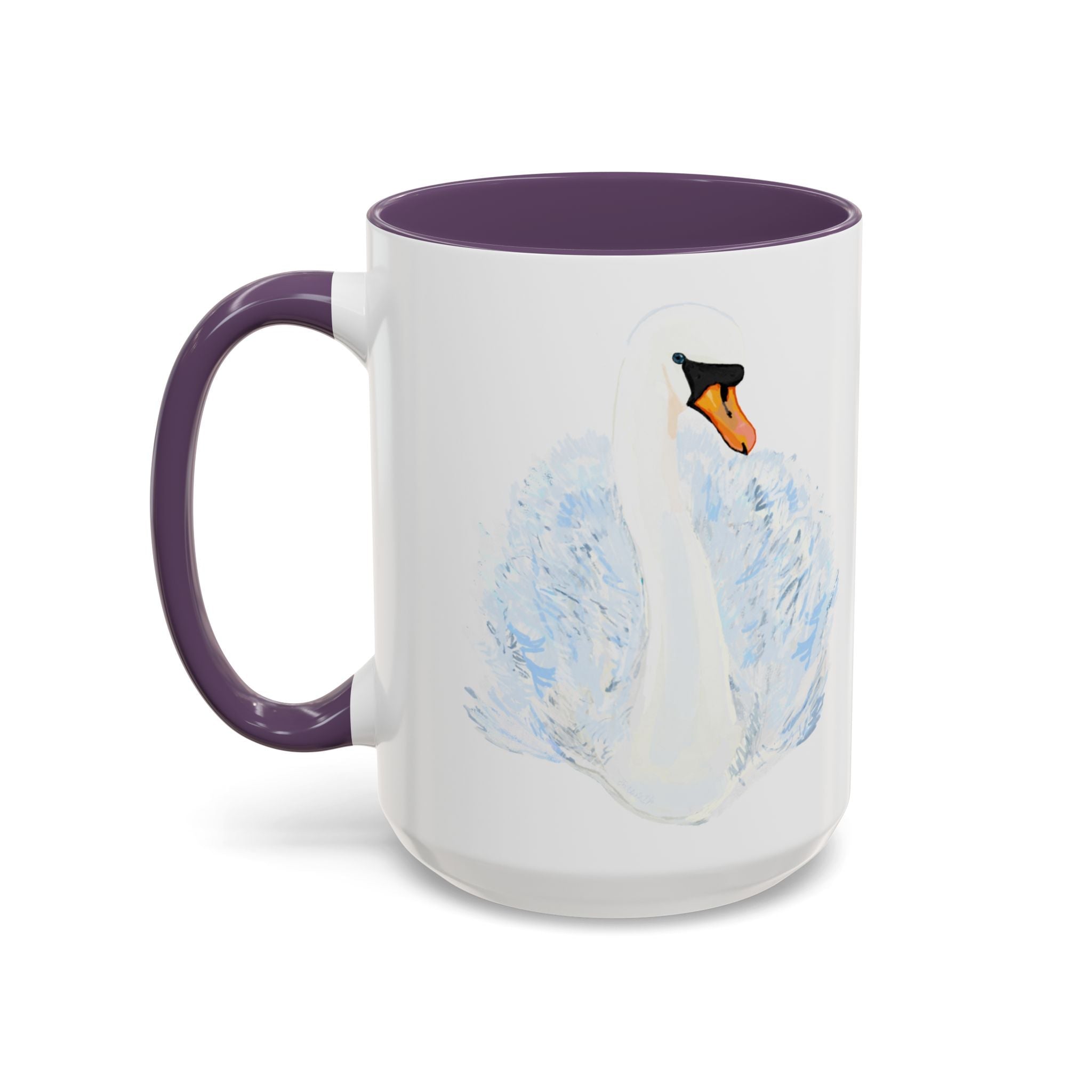 Elegant Swan Two Tone Ceramic Coffee Mugs - Blue Cava