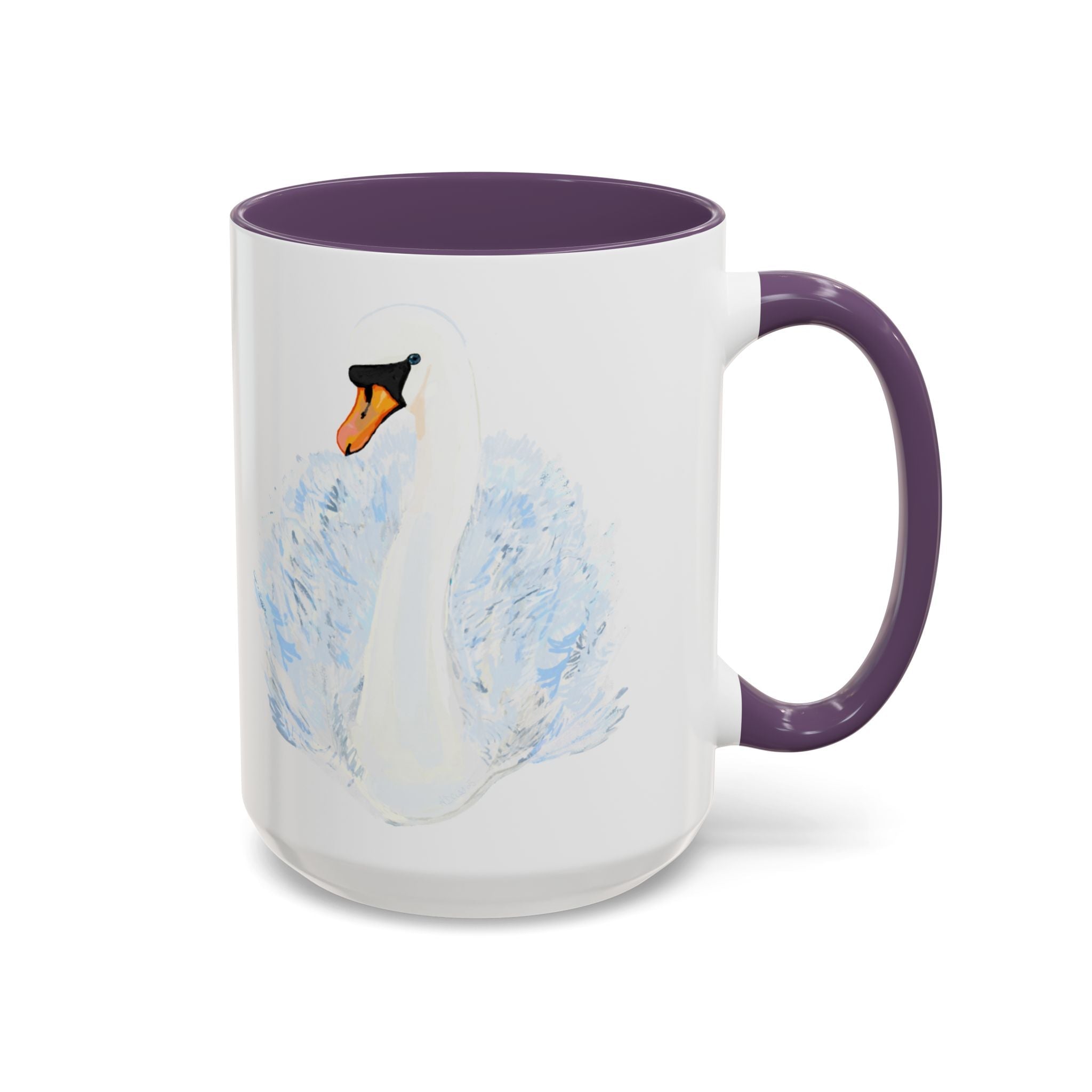 Elegant Swan Two Tone Ceramic Coffee Mugs - Blue Cava