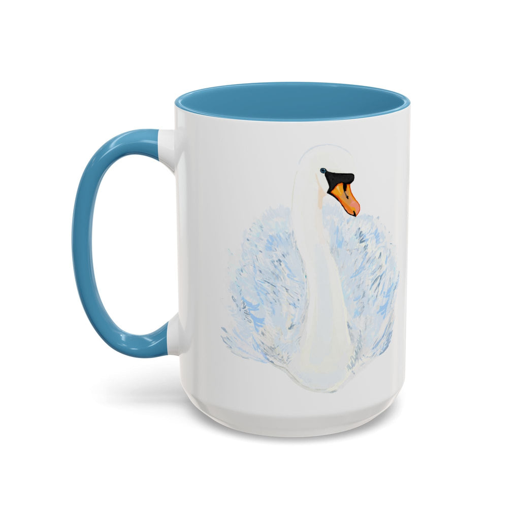 Elegant Swan Two Tone Ceramic Coffee Mugs - Blue Cava