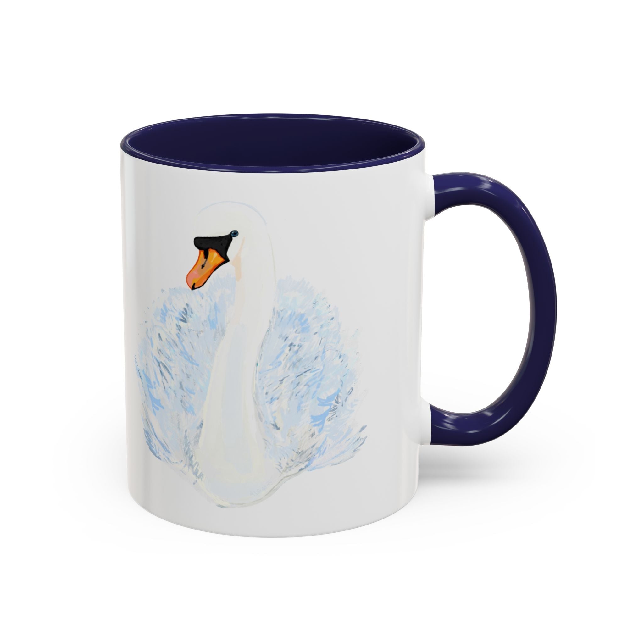 Elegant Swan Two Tone Ceramic Coffee Mugs - Blue Cava
