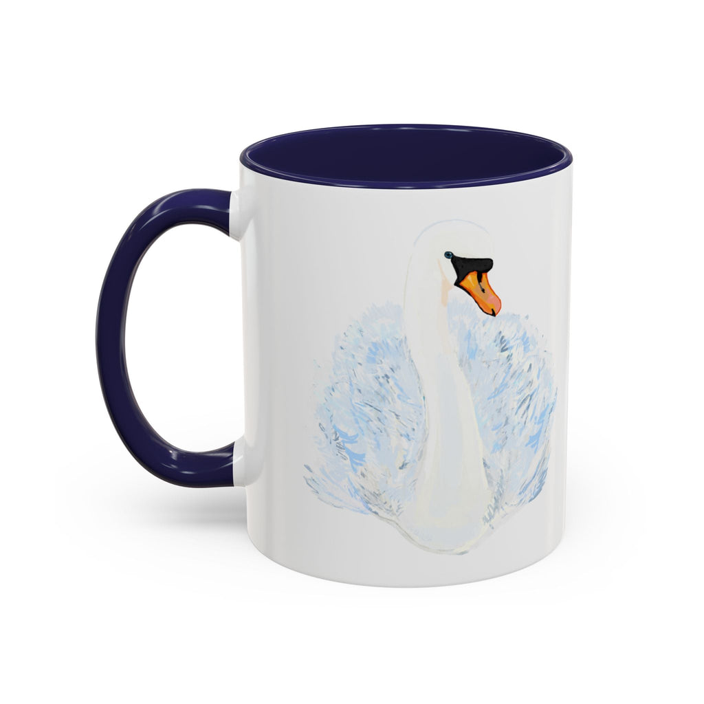 Elegant Swan Two Tone Ceramic Coffee Mugs - Blue Cava