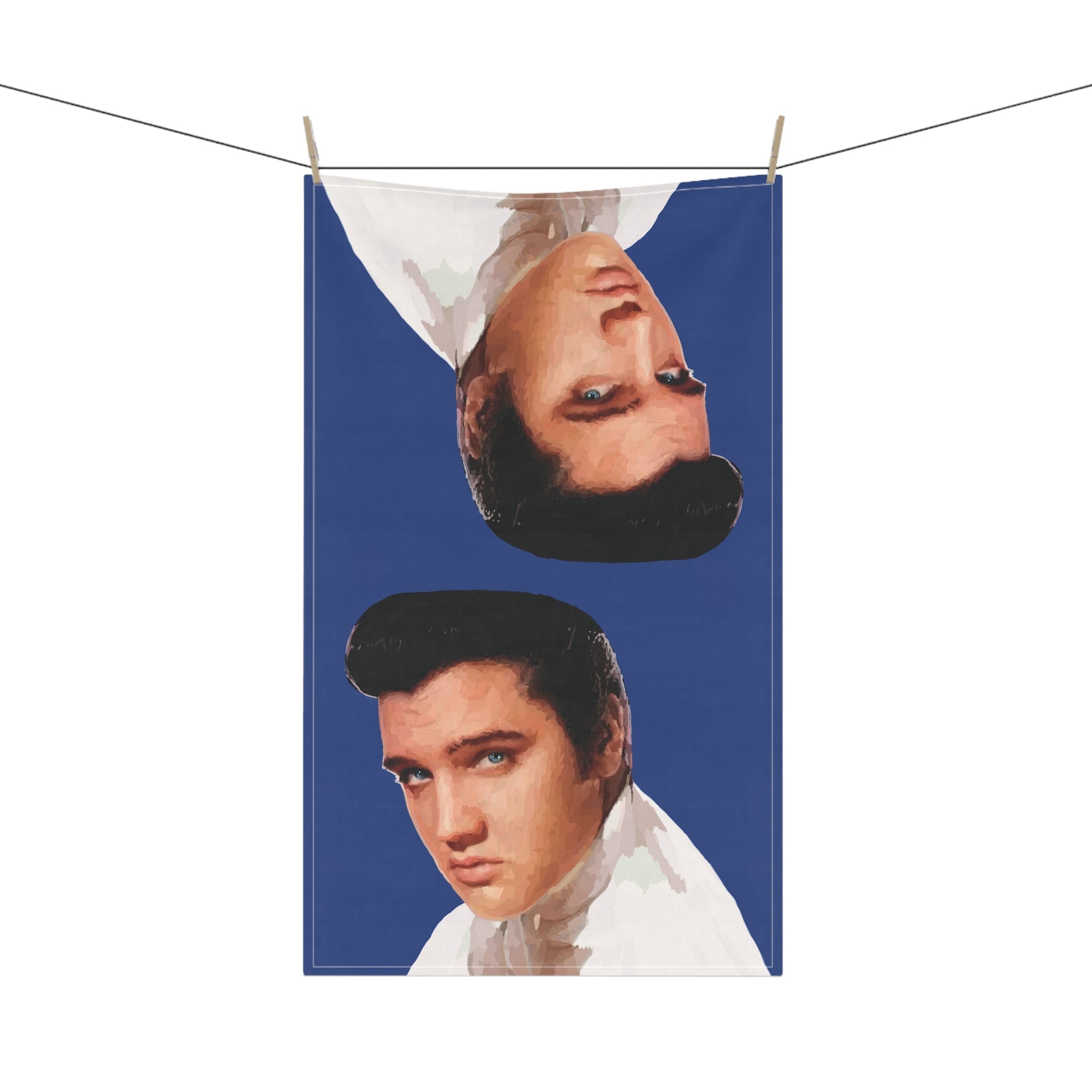Elvis Presley Linen Kitchen Tea Towels - 18 x 30 cotton twill or polyester, Musical Kitchen Decor - Blue Cava