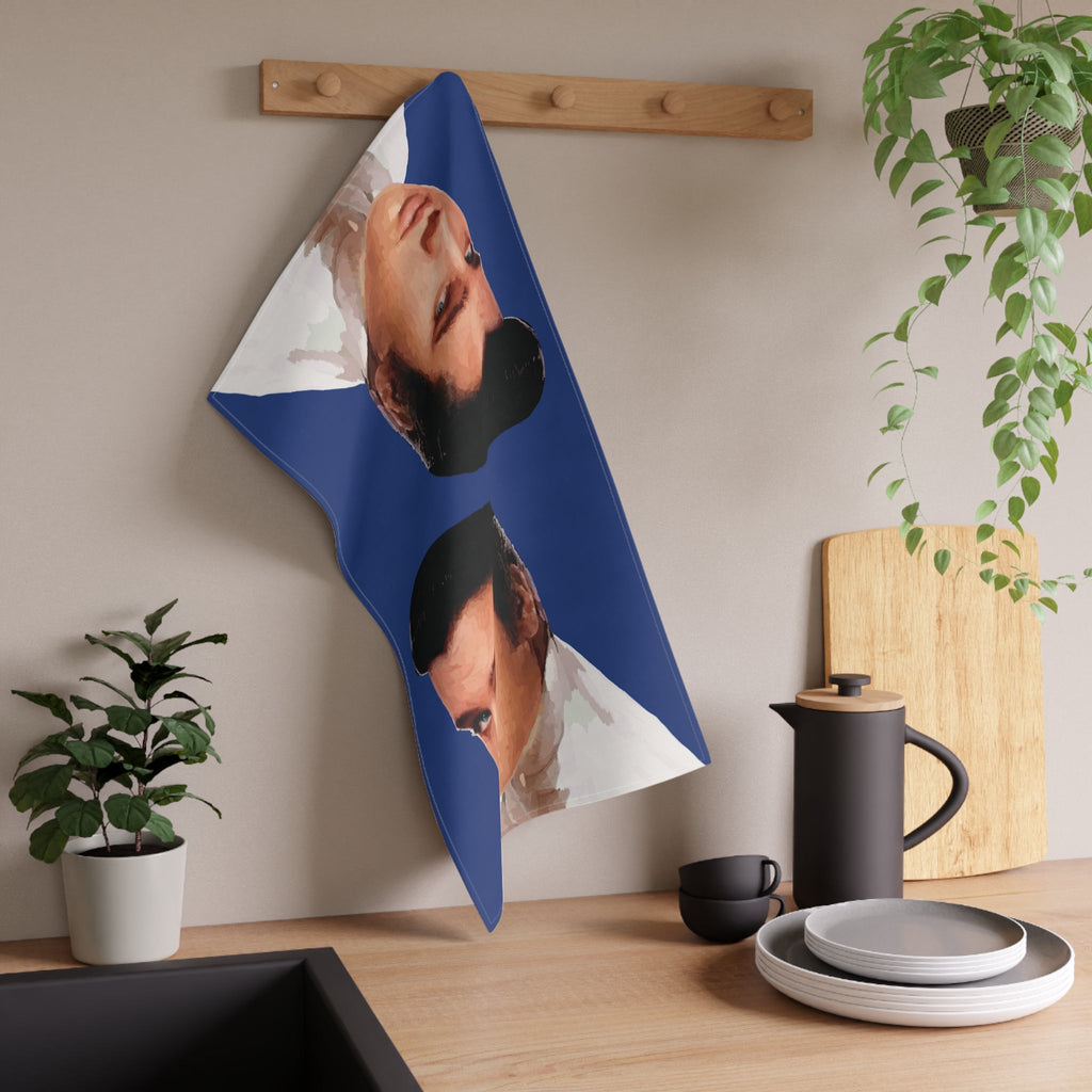 Elvis Presley Linen Kitchen Tea Towels - 18 x 30 cotton twill or polyester, Musical Kitchen Decor - Blue Cava