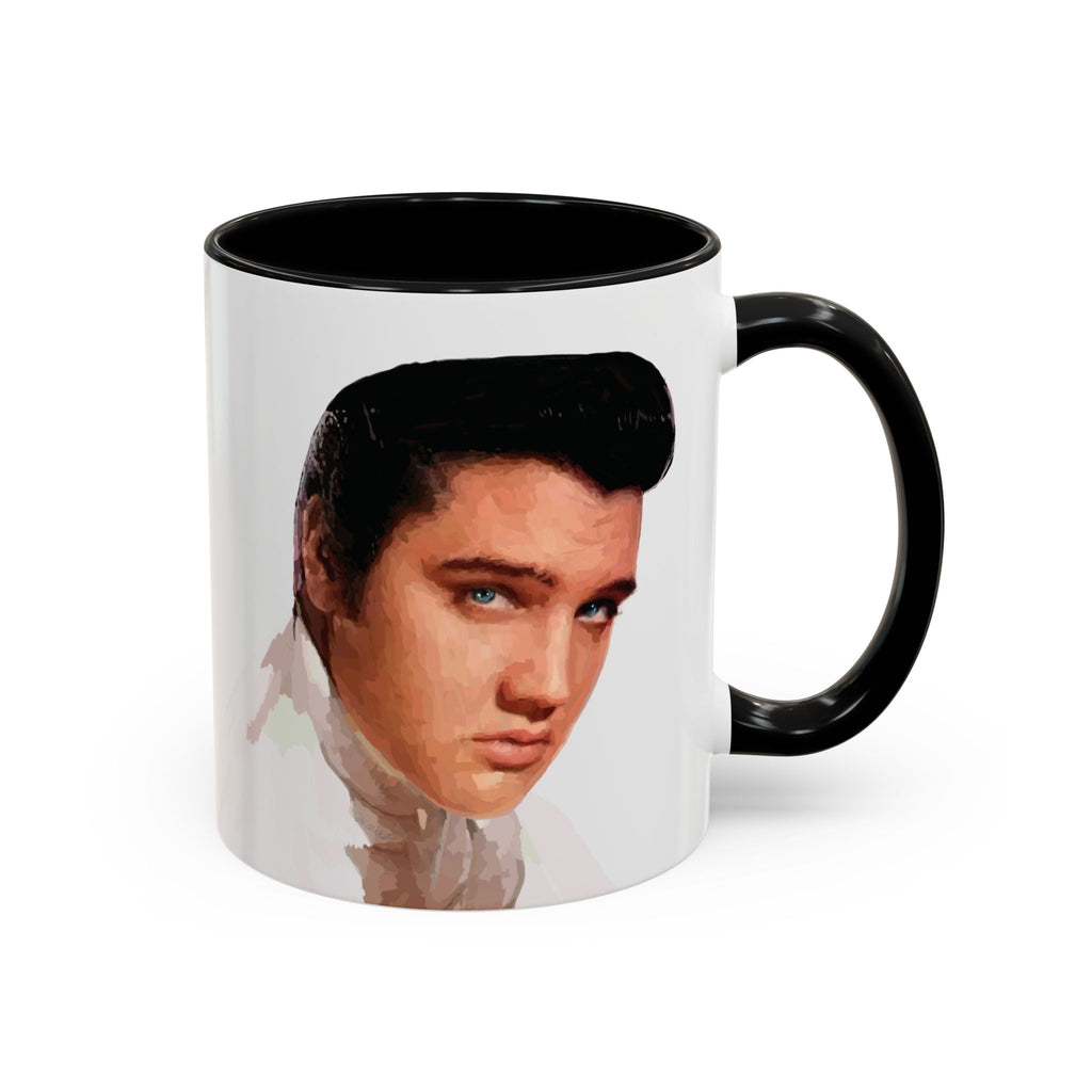 Elvis Presley Musical Two Tone Ceramic Coffee Mug. Available in 11 oz black