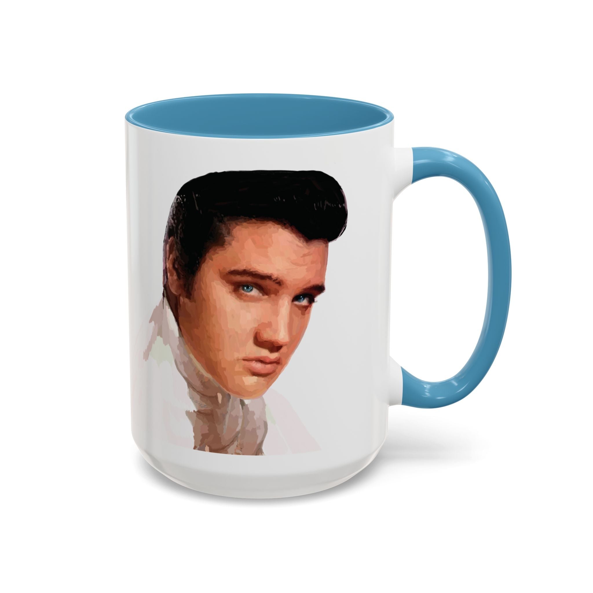 Elvis Presley Musical Two Tone Ceramic Coffee Mug Available in 15 oz light blue