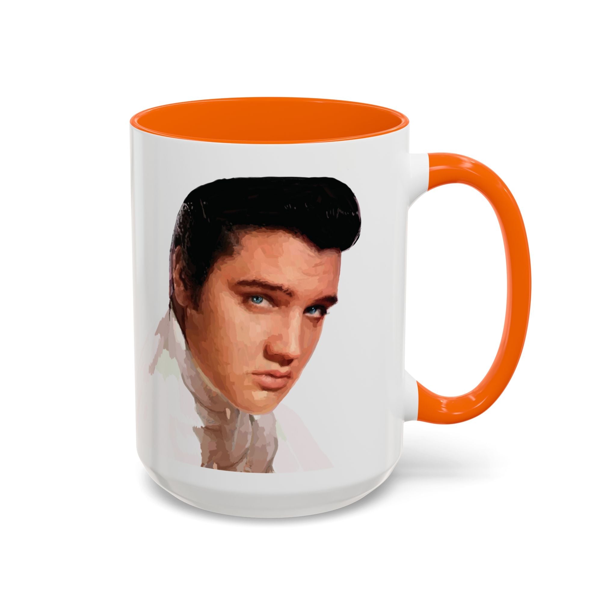 Elvis Presley Musical Two Tone Ceramic Coffee Mug Available in 15 oz orange