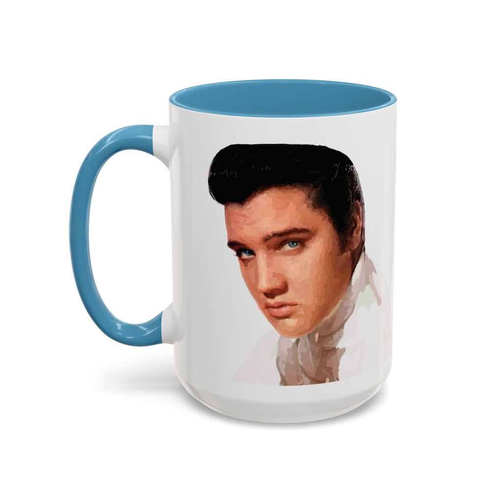 Elvis Presley Musical Two Tone Ceramic Coffee Mug Available in 15 oz light blue