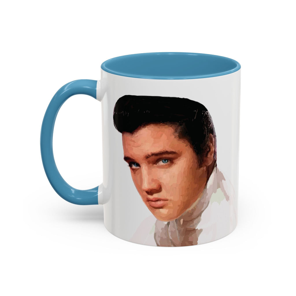 Elvis Presley Musical Two Tone Ceramic Coffee Mug Available in 11 oz light blue