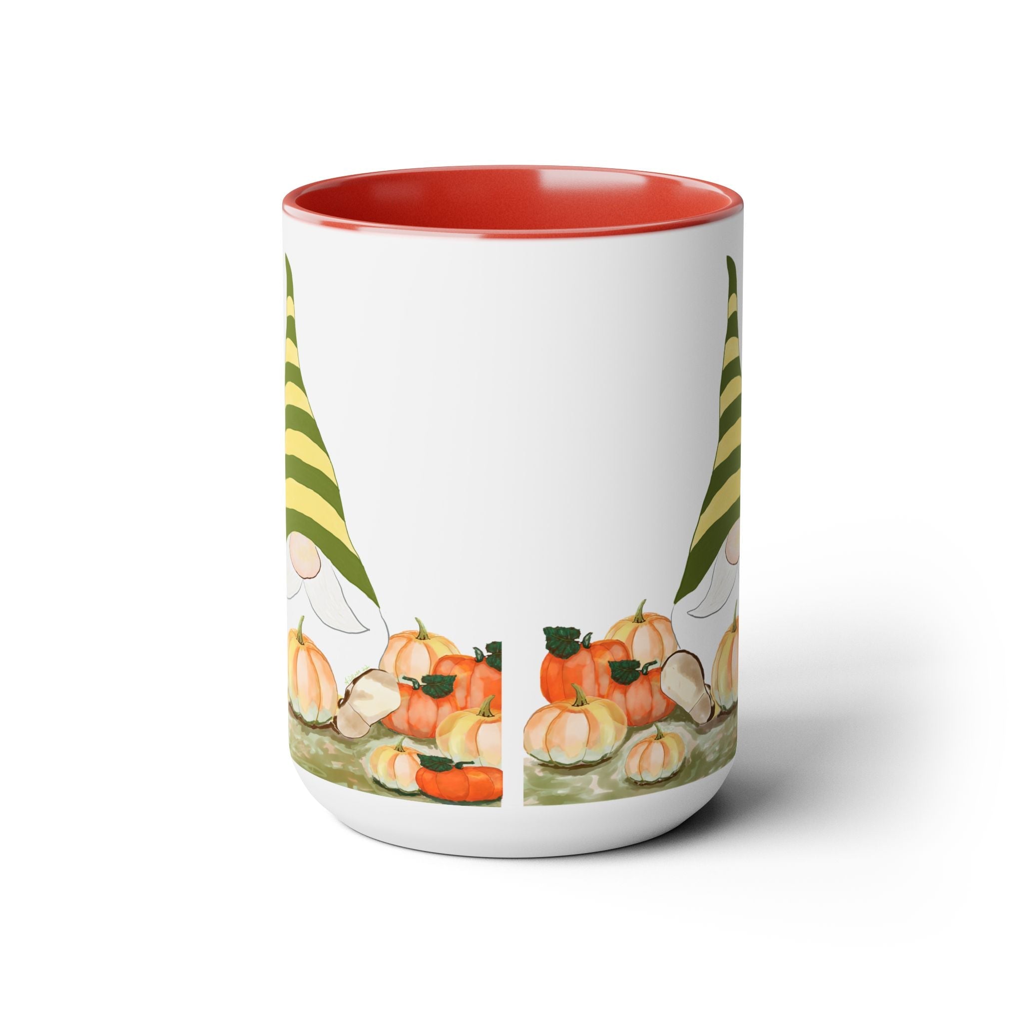 Fall Gnome "Sawyer" Two - Tone Ceramic Coffee Mugs - Blue Cava