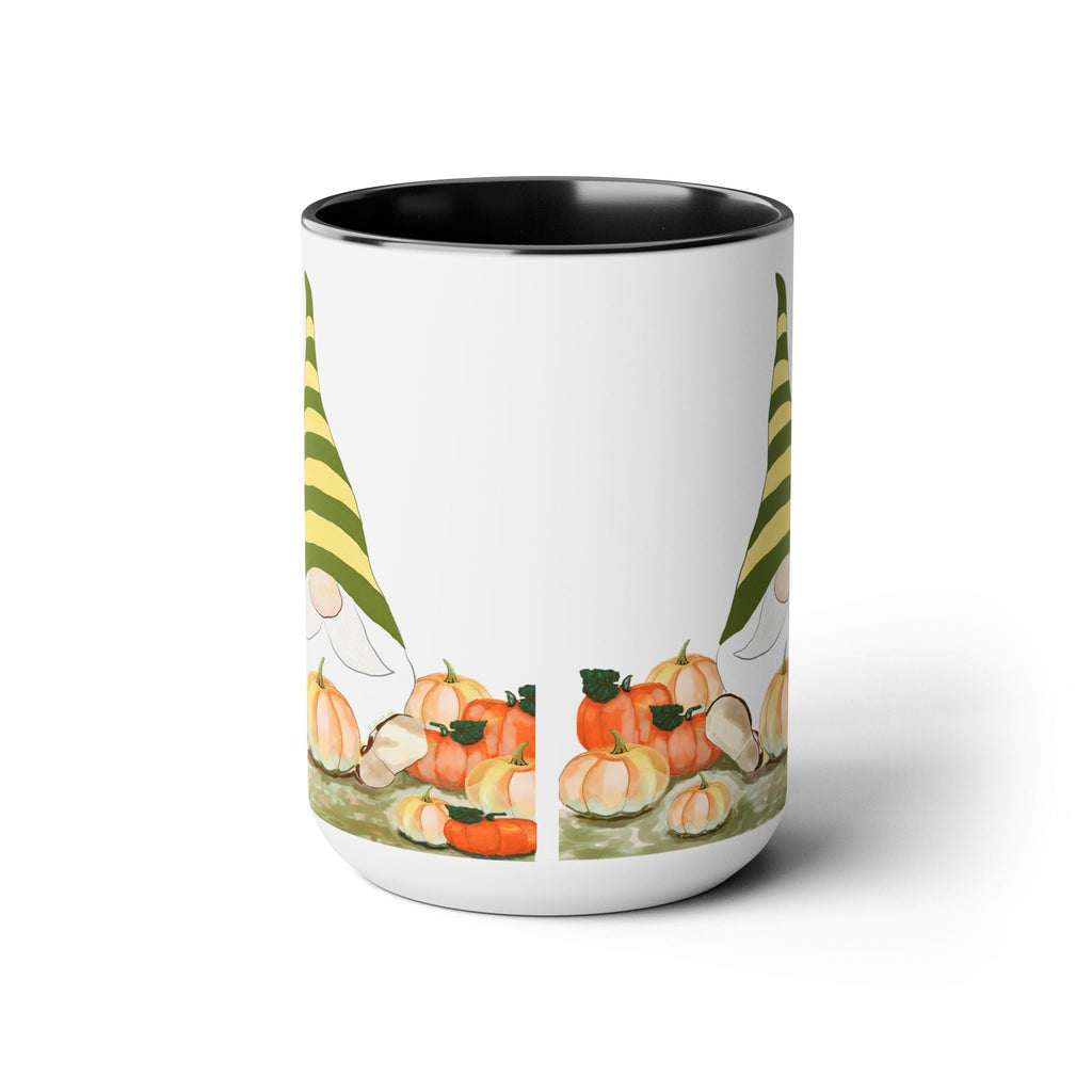 Fall Gnome "Sawyer" Two - Tone Ceramic Coffee Mugs - Blue Cava