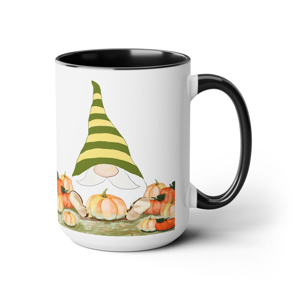 Fall Gnome "Sawyer" Two - Tone Ceramic Coffee Mugs - Blue Cava