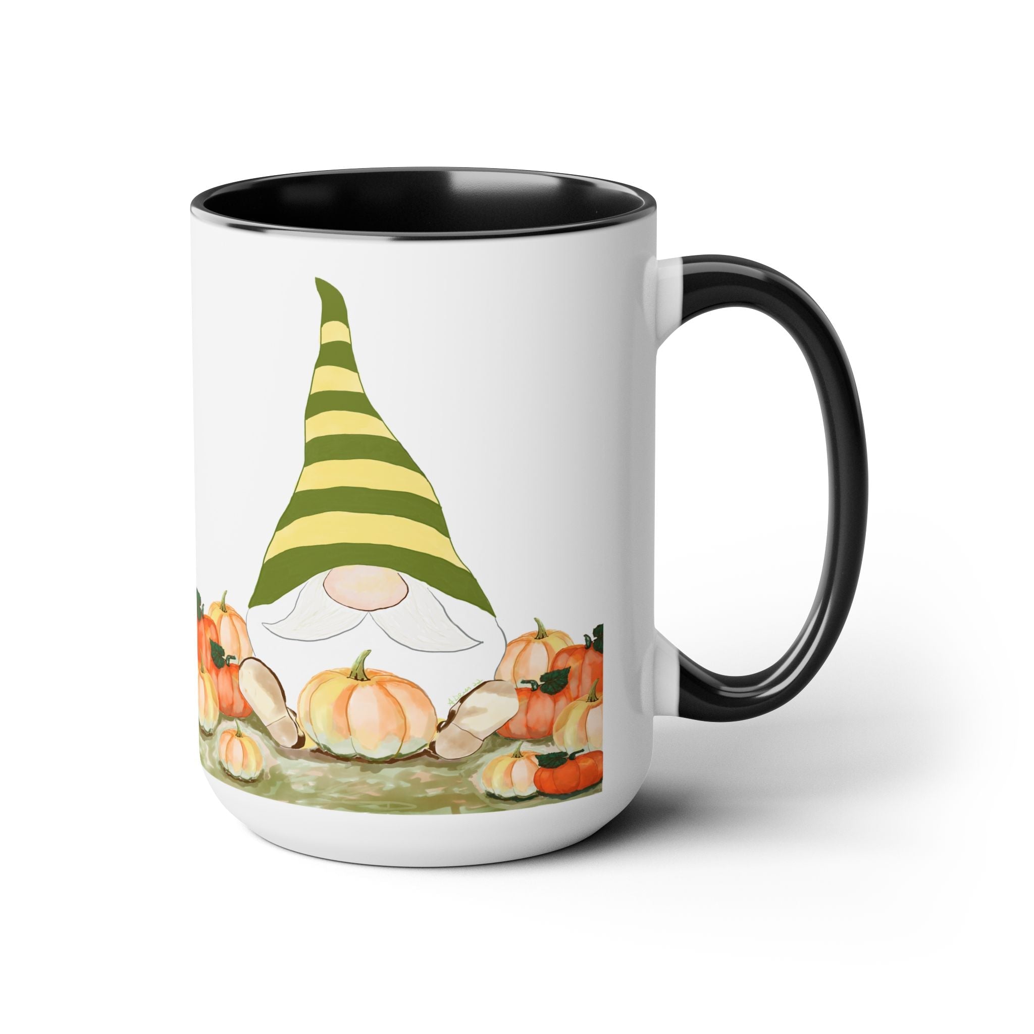 Fall Gnome "Sawyer" Two - Tone Ceramic Coffee Mugs - Blue Cava