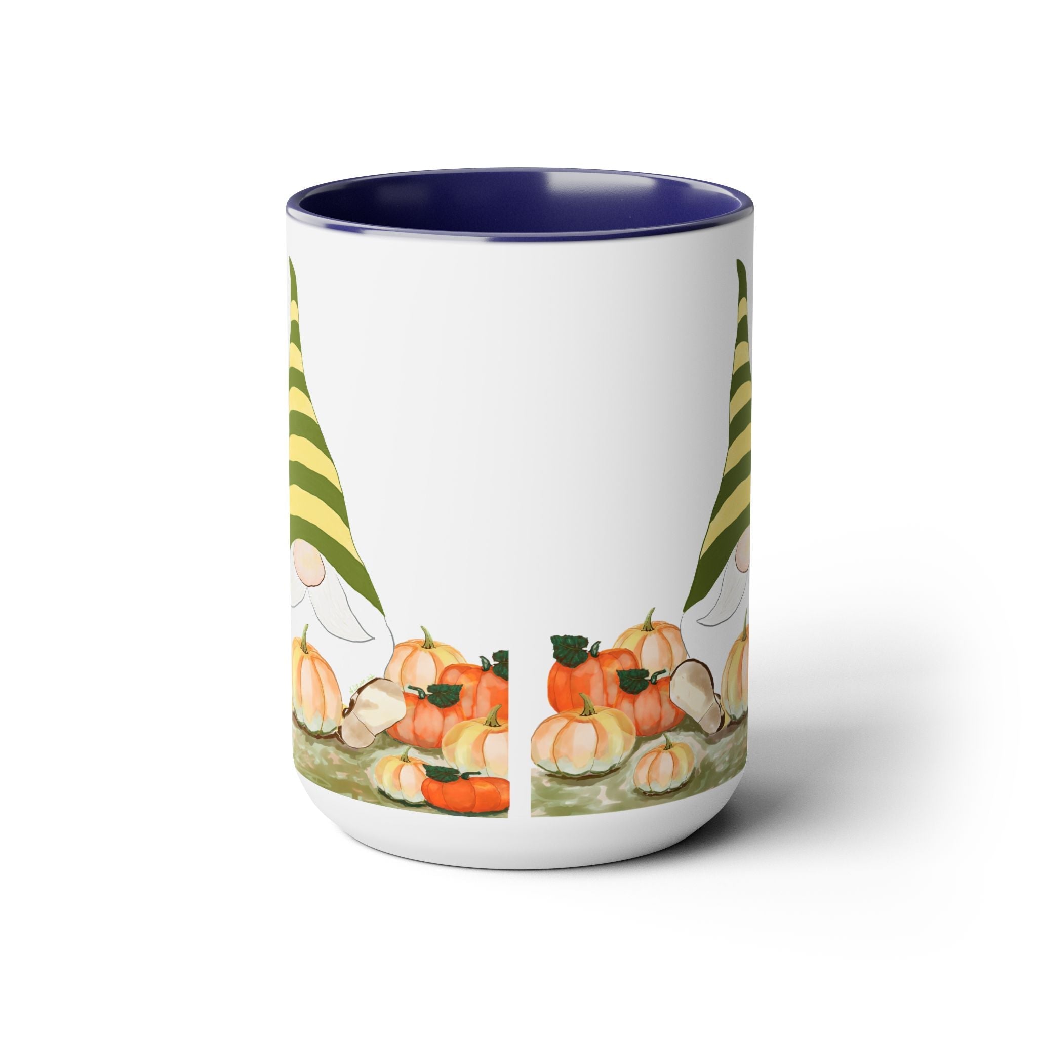 Fall Gnome "Sawyer" Two - Tone Ceramic Coffee Mugs - Blue Cava