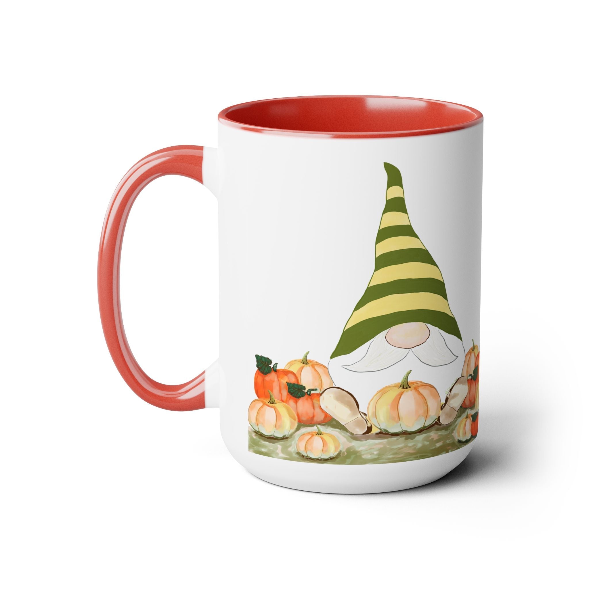 Fall Gnome "Sawyer" Two - Tone Ceramic Coffee Mugs - Blue Cava