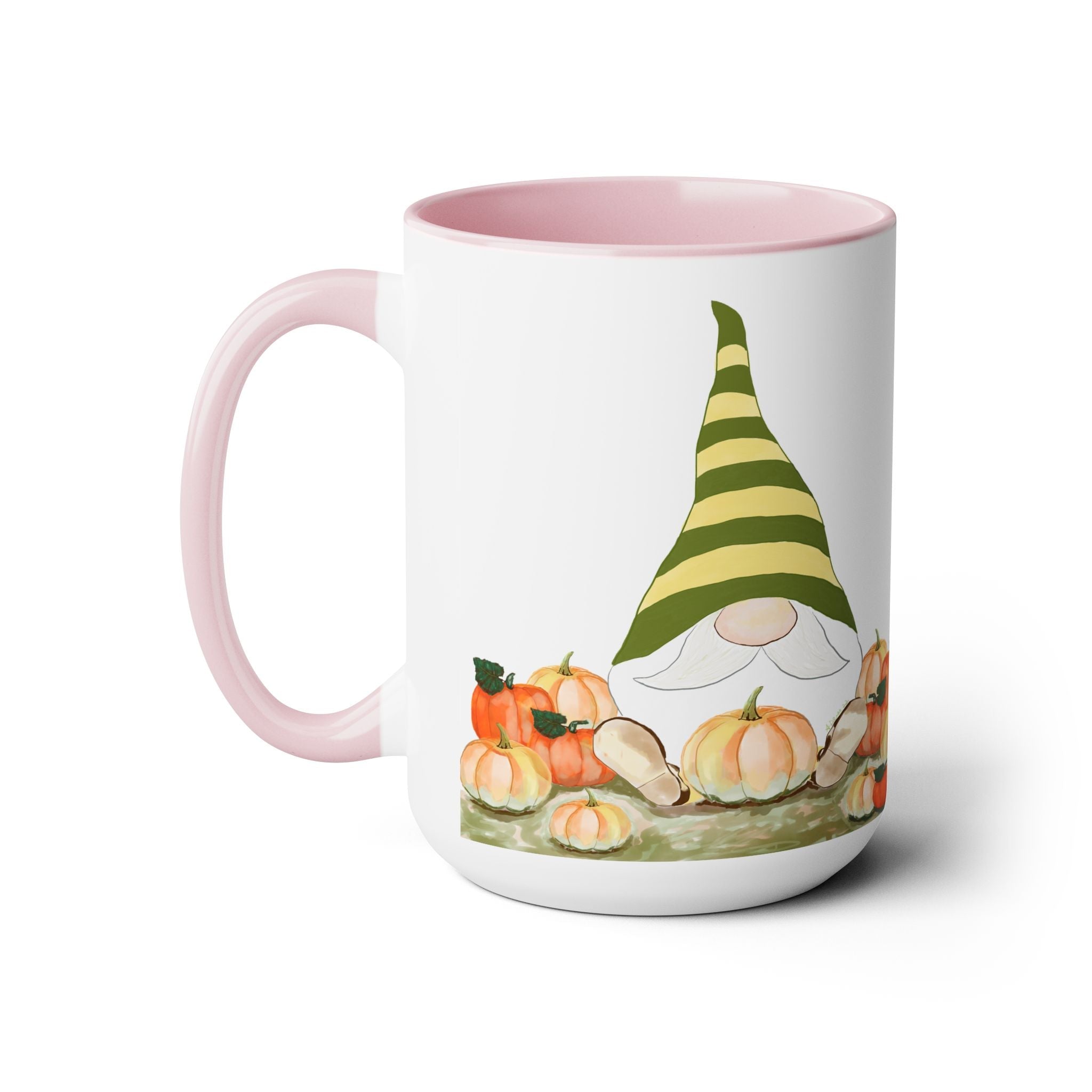 Fall Gnome "Sawyer" Two - Tone Ceramic Coffee Mugs - Blue Cava