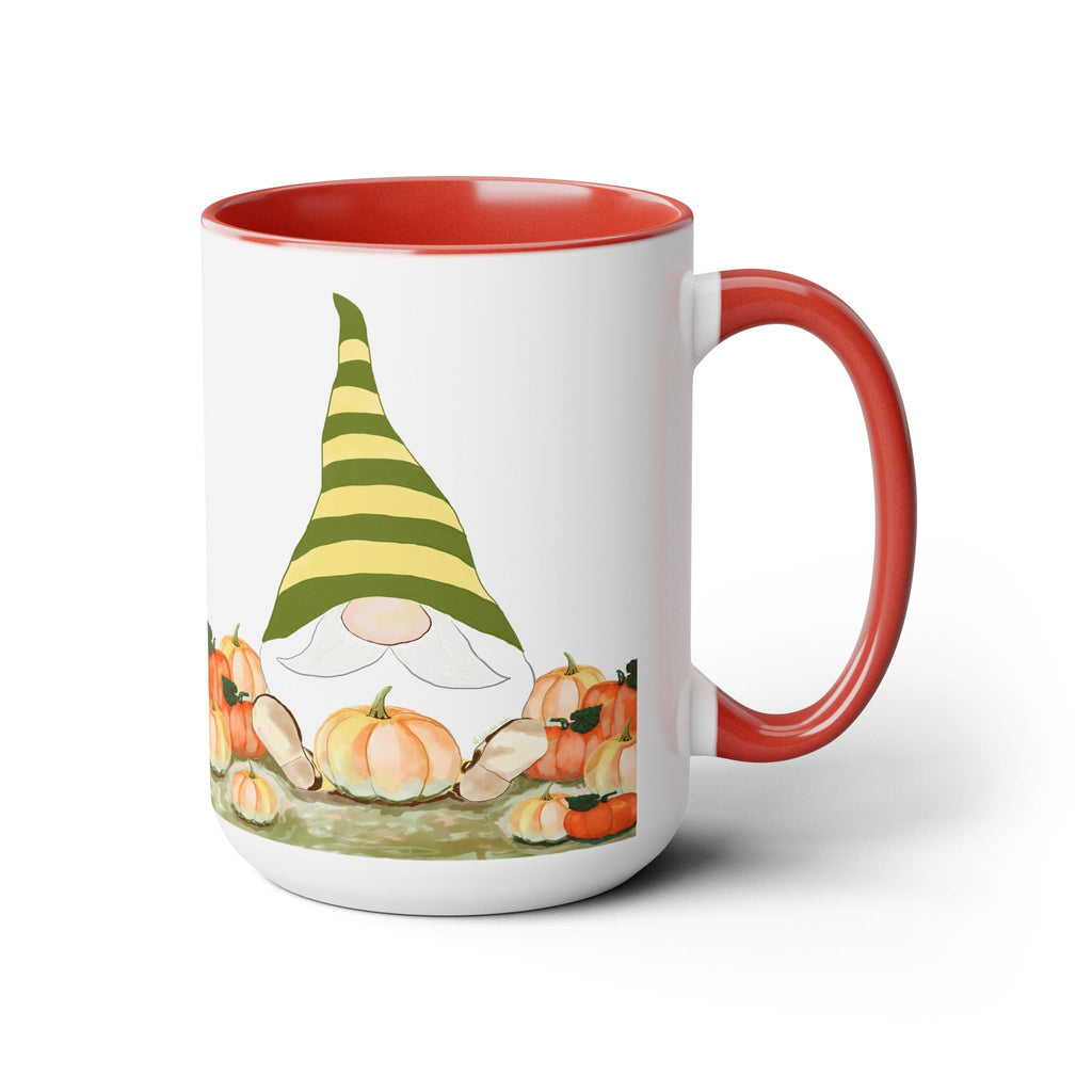 Fall Gnome "Sawyer" Two - Tone Ceramic Coffee Mugs - Blue Cava