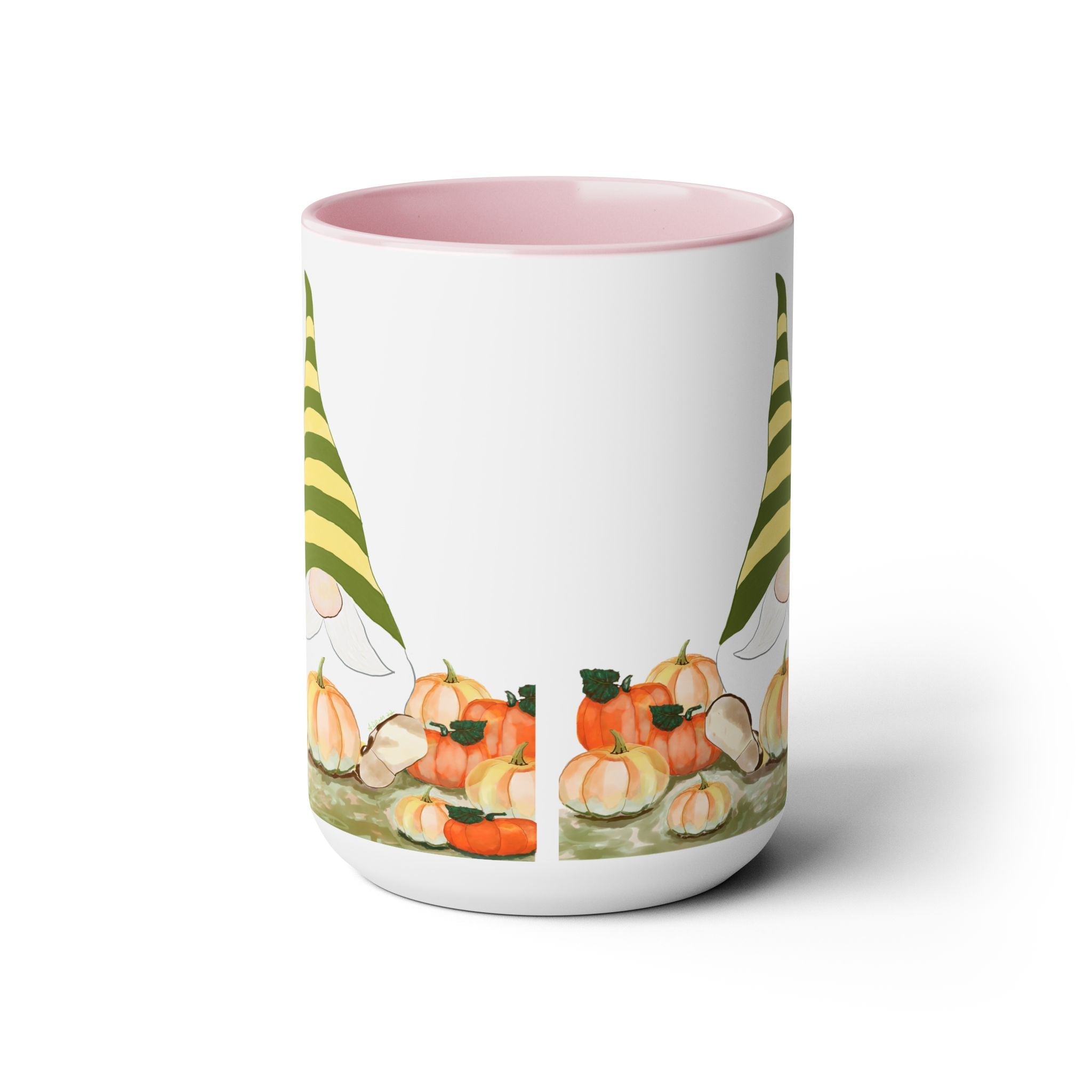 Fall Gnome "Sawyer" Two - Tone Ceramic Coffee Mugs - Blue Cava