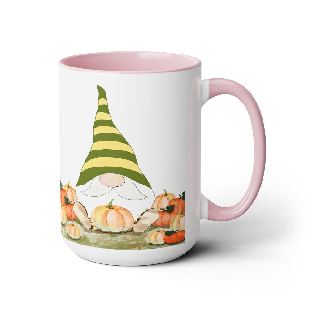 Fall Gnome "Sawyer" Two - Tone Ceramic Coffee Mugs - Blue Cava