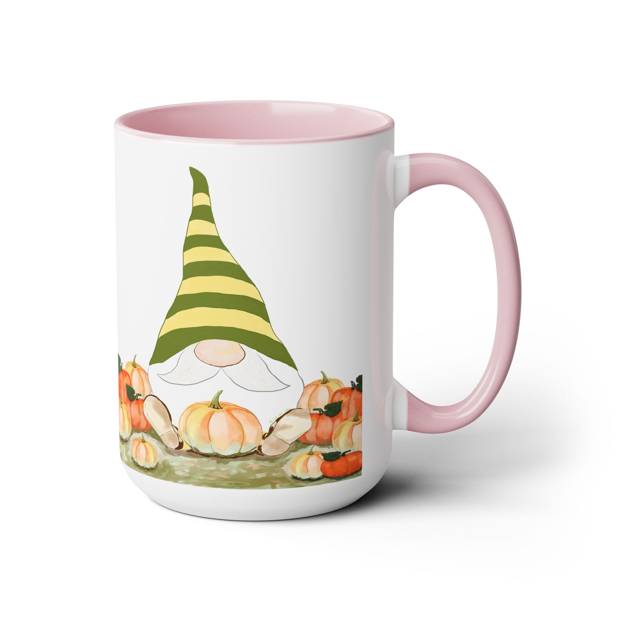 Fall Gnome "Sawyer" Two - Tone Ceramic Coffee Mugs - Blue Cava