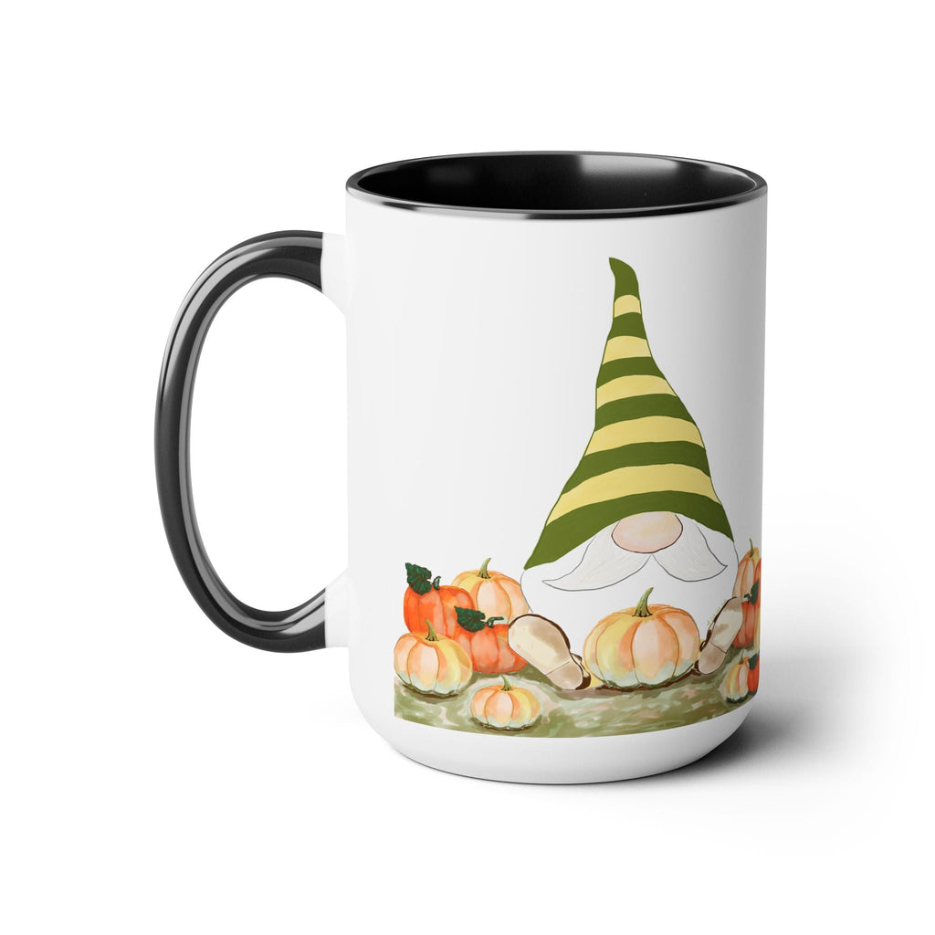 Fall Gnome "Sawyer" Two - Tone Ceramic Coffee Mugs - Blue Cava