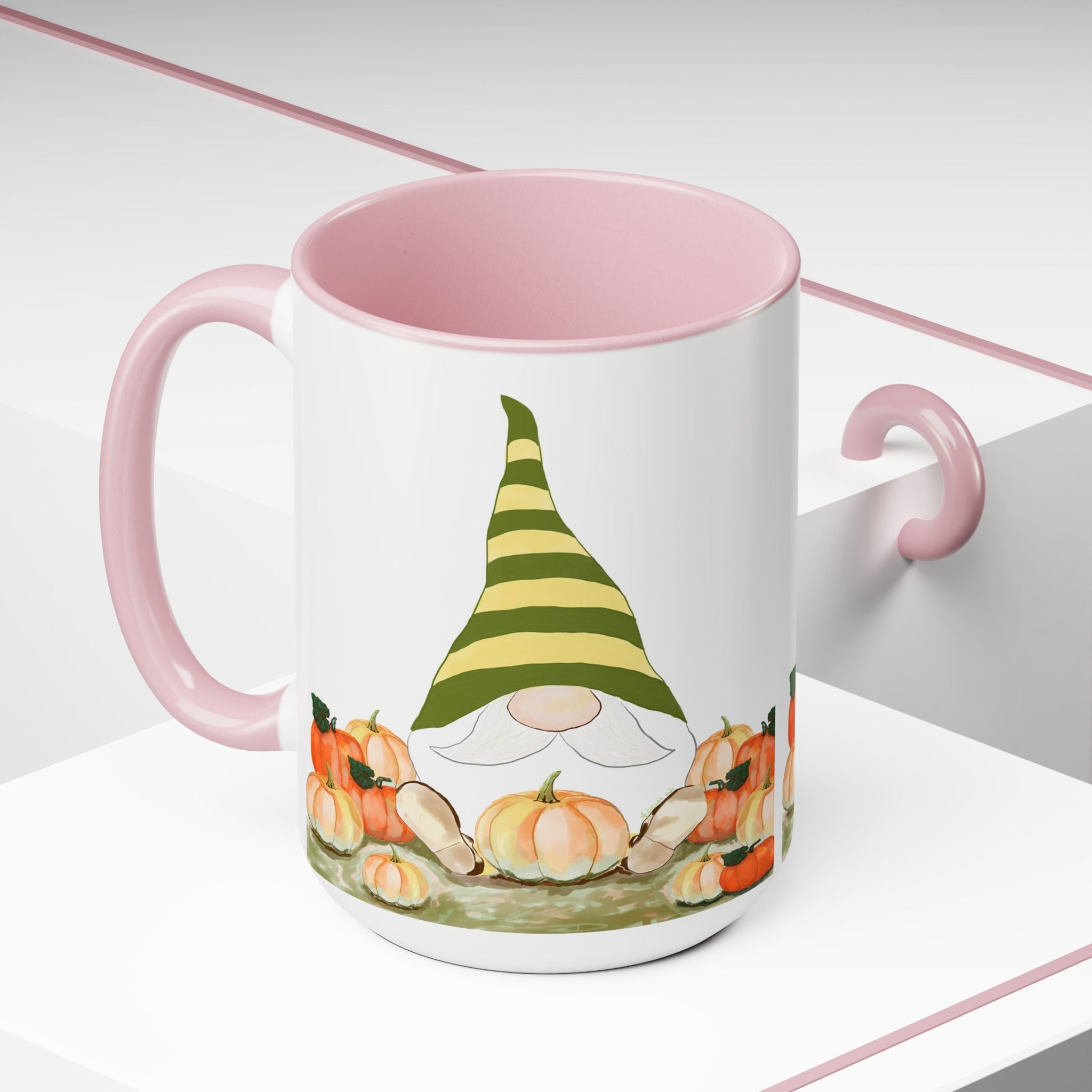 Fall Gnome "Sawyer" Two - Tone Ceramic Coffee Mugs - Blue Cava