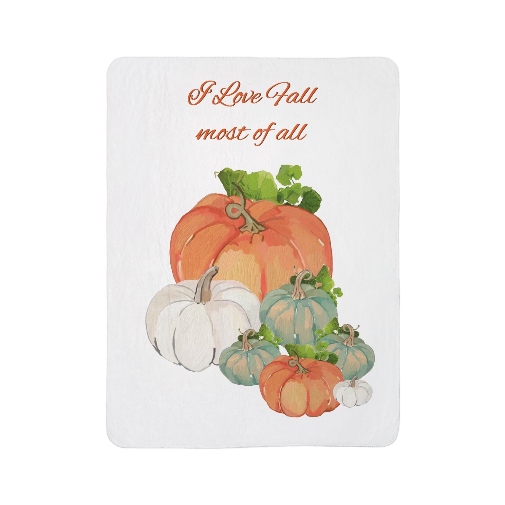 Fall Harvest Pumpkin Fleece Sherpa Blanket - Blue Cava