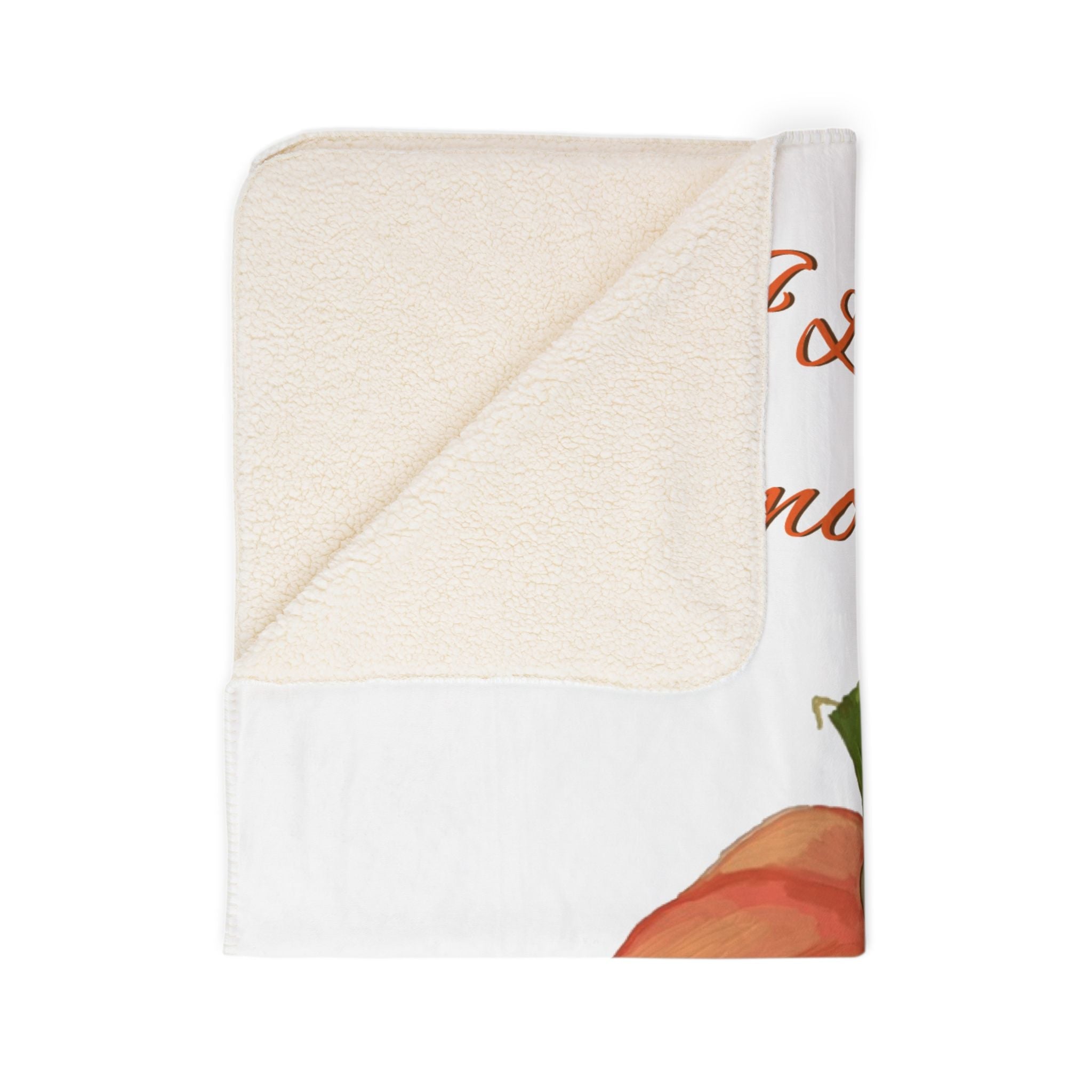 Fall Harvest Pumpkin Fleece Sherpa Blanket - Blue Cava