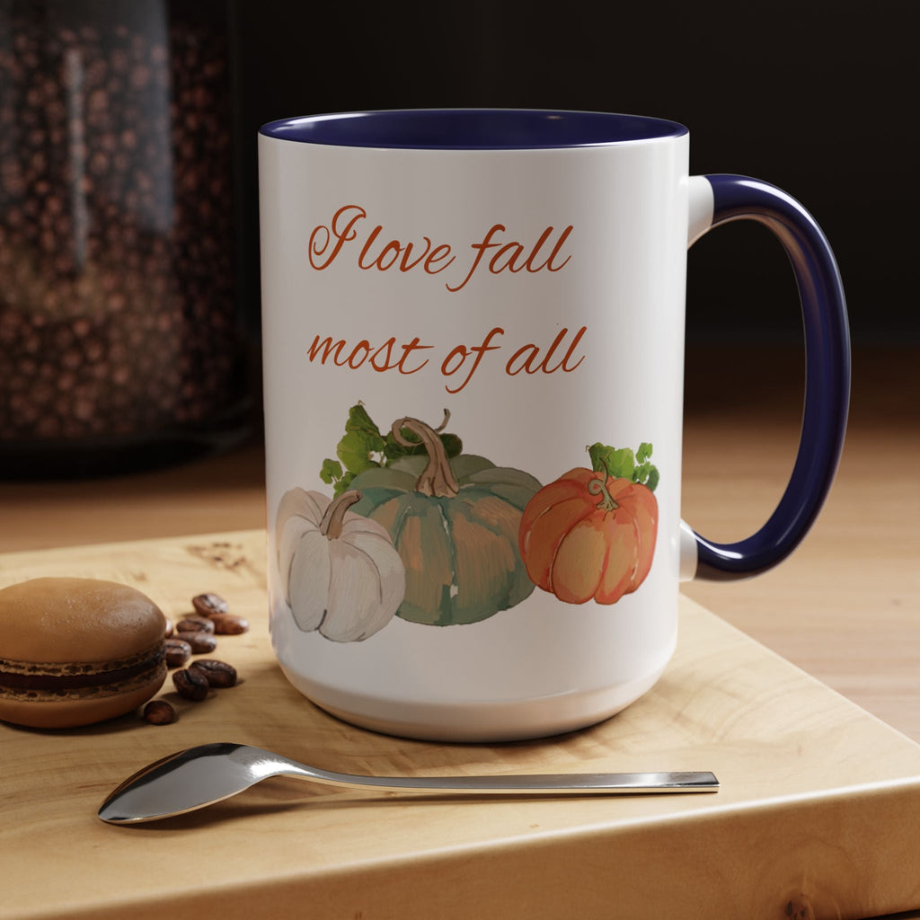 Fall Harvest Pumpkin Two Tone Ceramic Coffee Mugs - Blue Cava