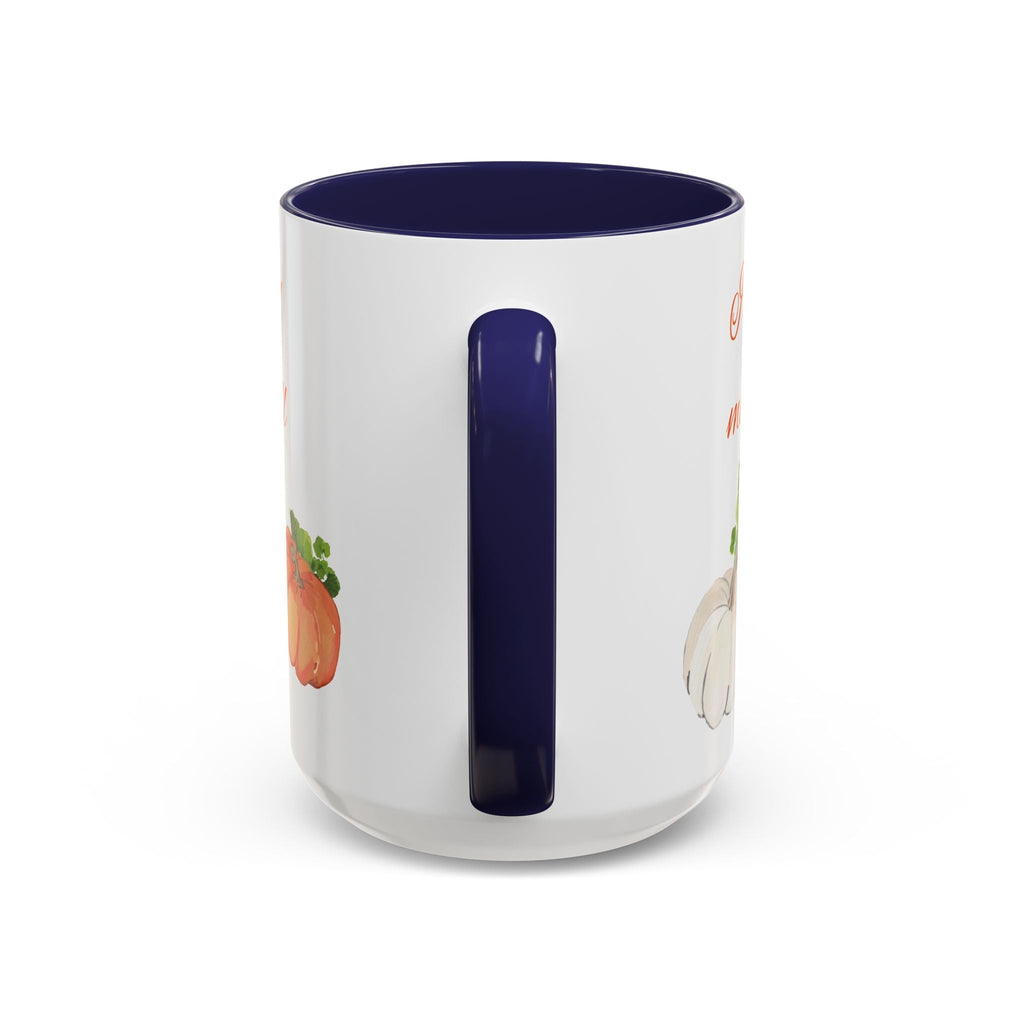 Fall Harvest Pumpkin Two Tone Ceramic Coffee Mugs - Blue Cava