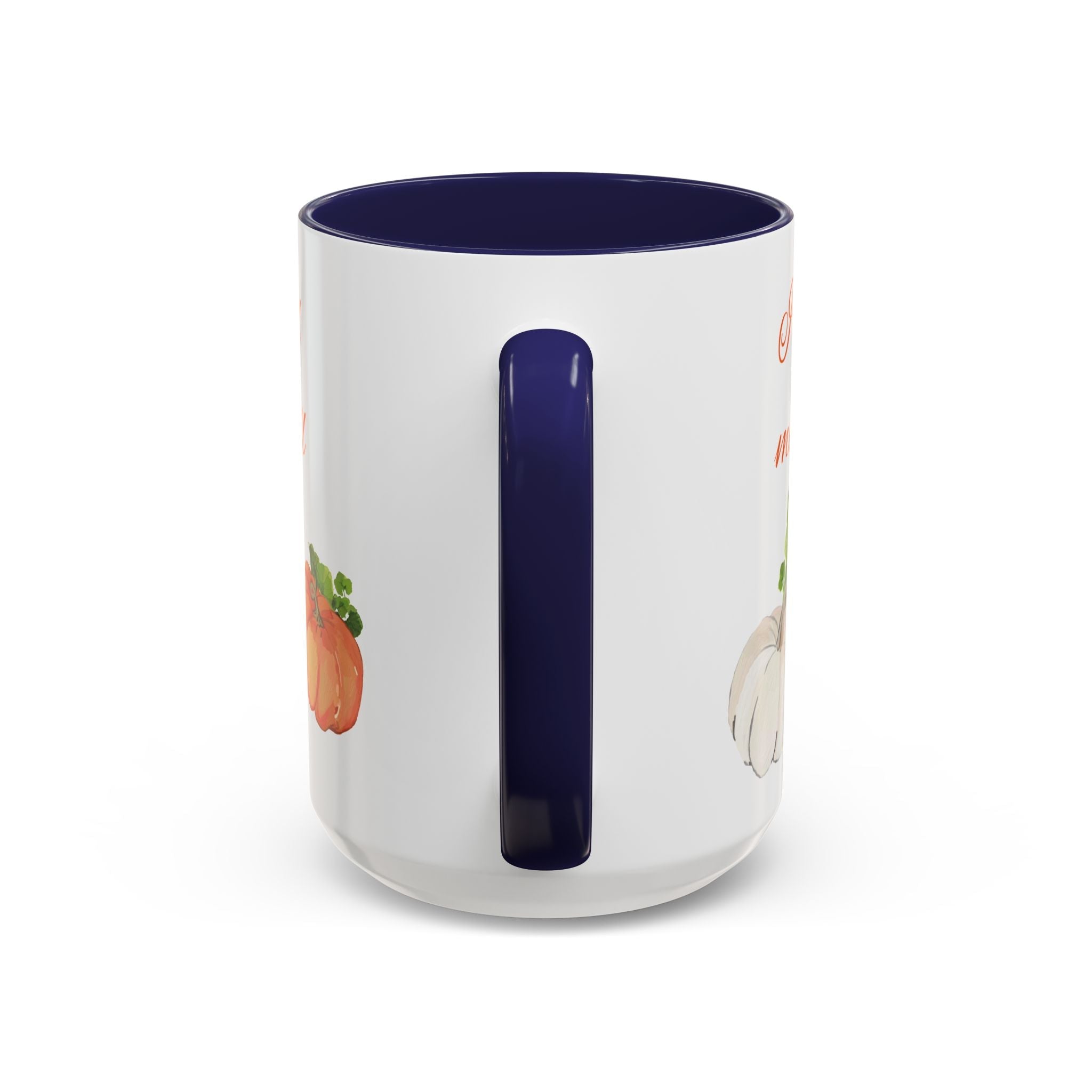Fall Harvest Pumpkin Two Tone Ceramic Coffee Mugs - Blue Cava