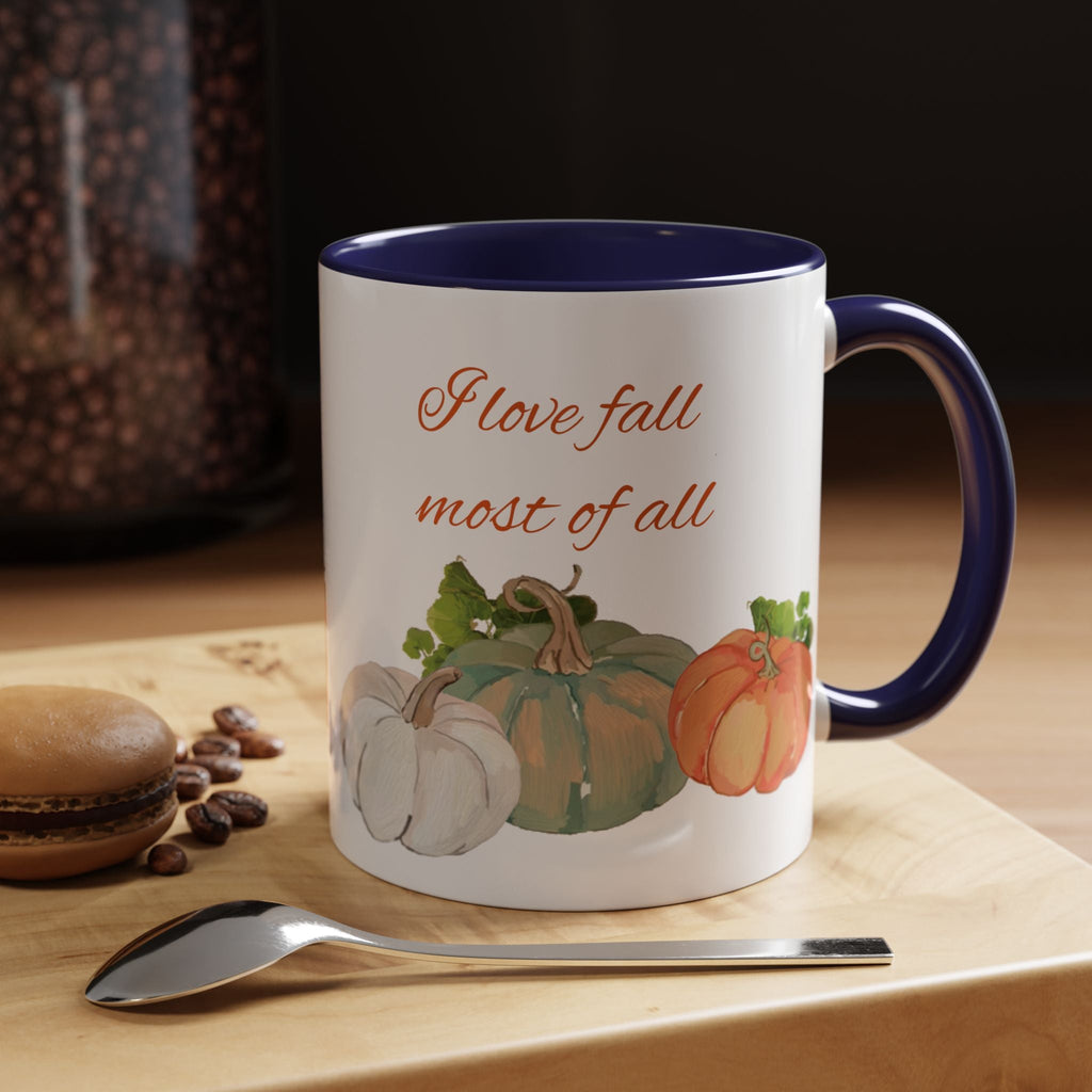 Fall Harvest Pumpkin Two Tone Ceramic Coffee Mugs - Blue Cava
