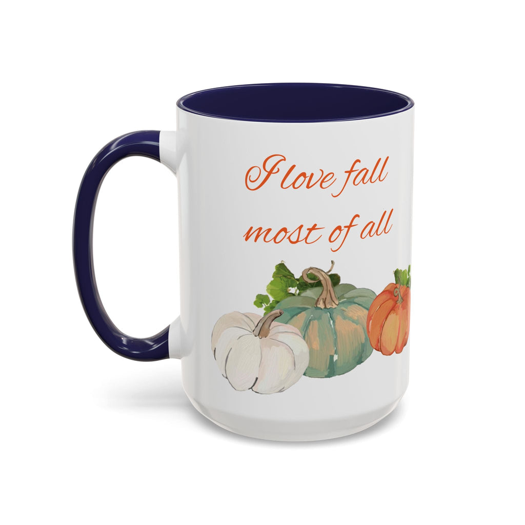 Fall Harvest Pumpkin Two Tone Ceramic Coffee Mugs - Blue Cava