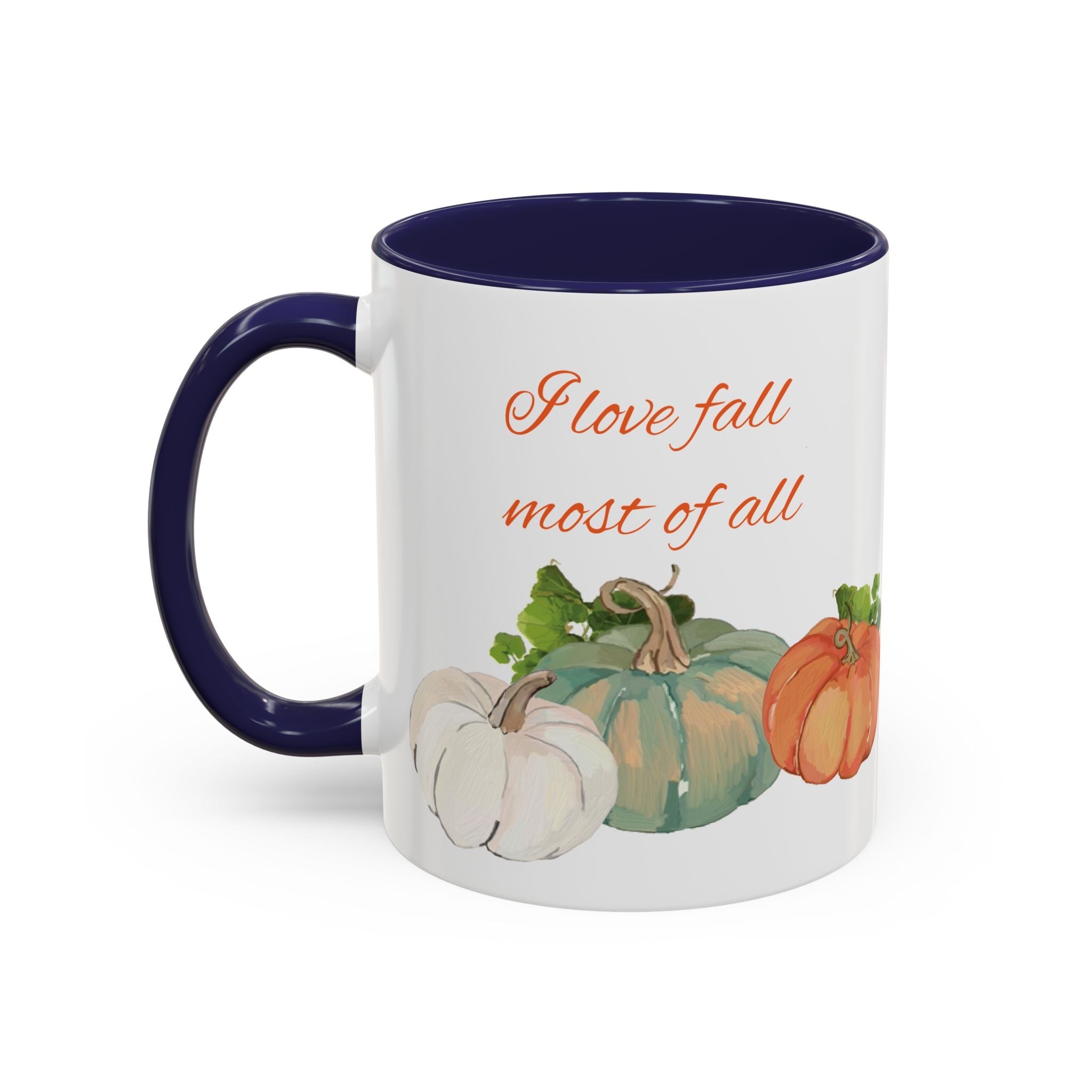 Fall Harvest Pumpkin Two Tone Ceramic Coffee Mugs - Blue Cava