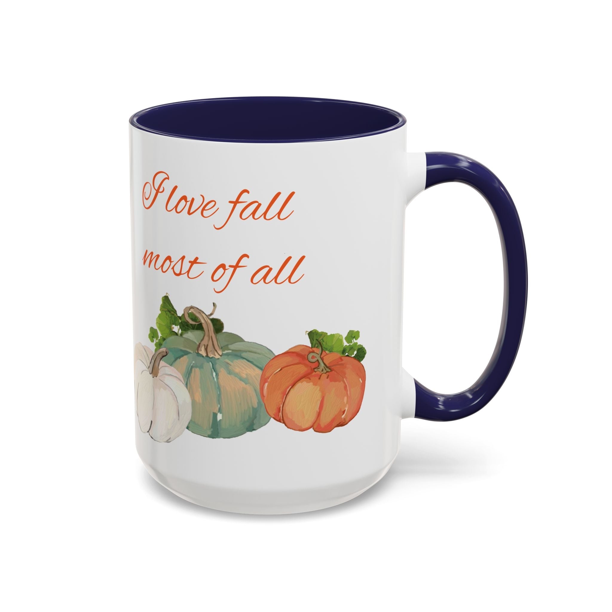 Fall Harvest Pumpkin Two Tone Ceramic Coffee Mugs - Blue Cava