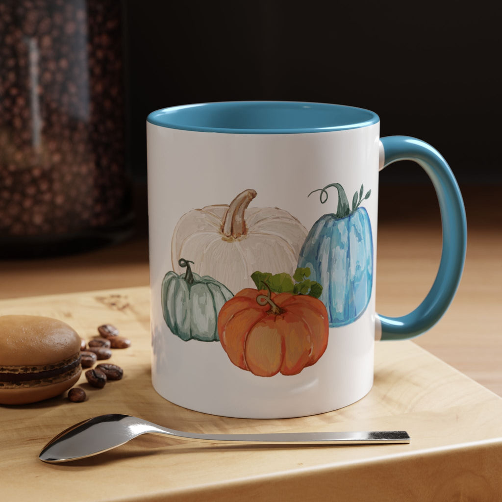 Fall - Pumpkins Two Tone Ceramic Coffee Mugs - Blue Cava