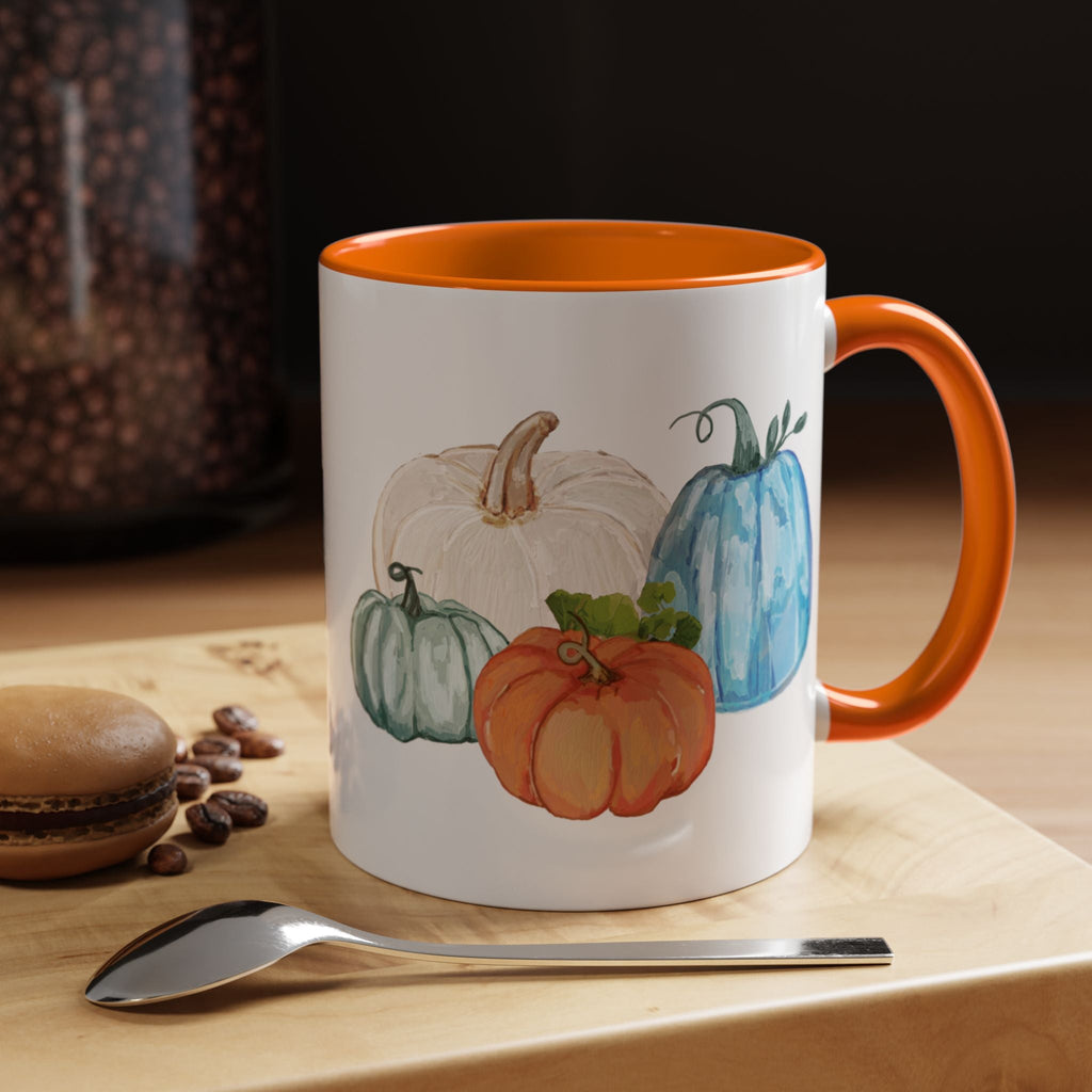 Fall - Pumpkins Two Tone Ceramic Coffee Mugs - Blue Cava