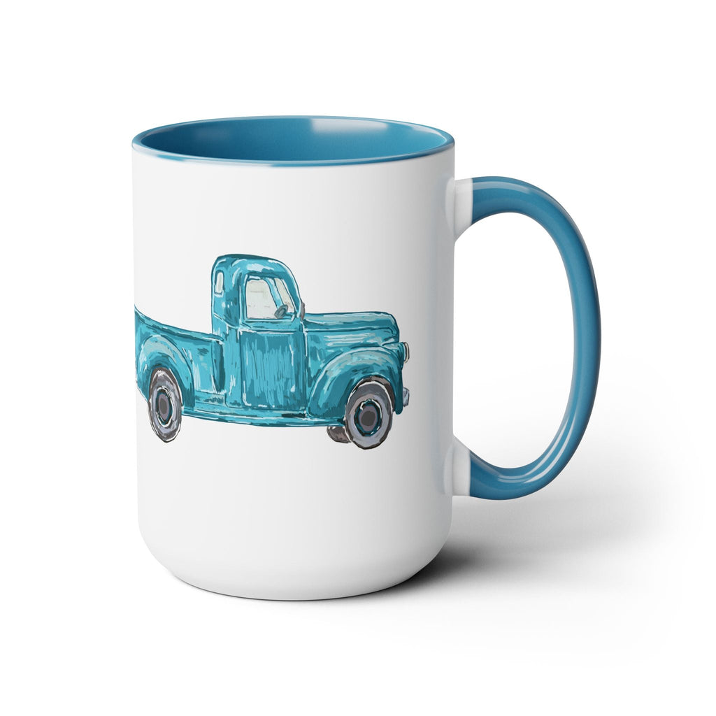 Fall Truck Two - Tone Ceramic Coffee Mugs - Blue Cava