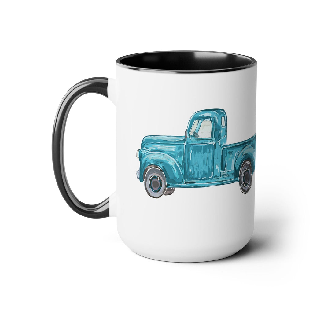 Fall Truck Two - Tone Ceramic Coffee Mugs - Blue Cava