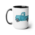 Fall Truck Two - Tone Ceramic Coffee Mugs - Blue Cava
