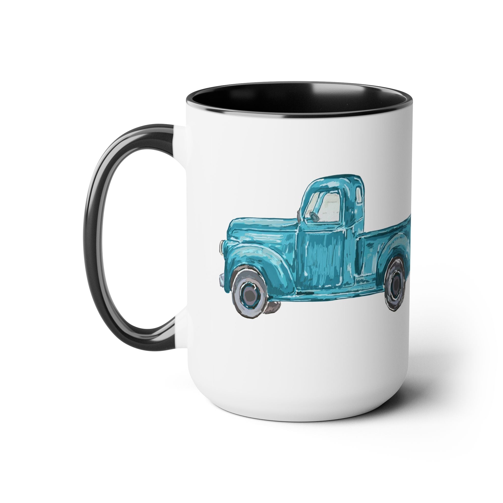 Fall Truck Two - Tone Ceramic Coffee Mugs - Blue Cava