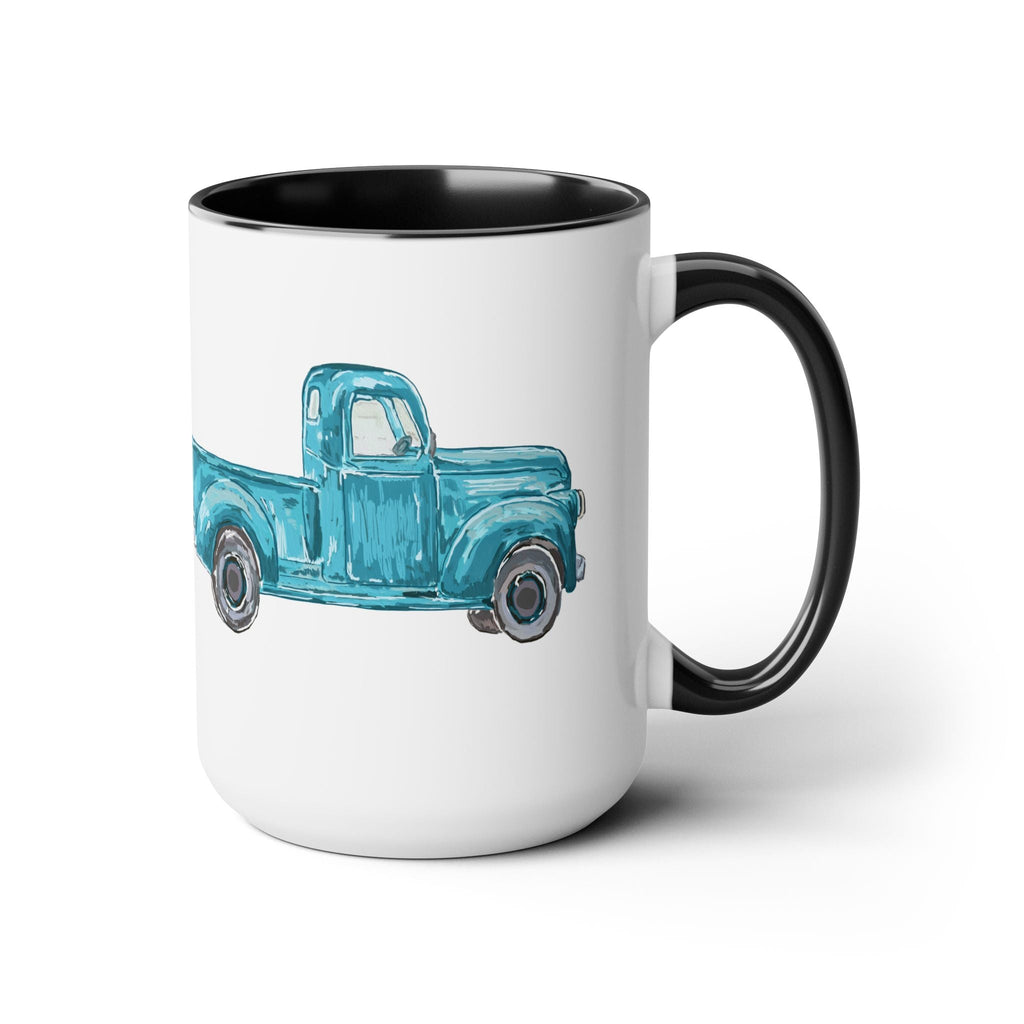 Fall Truck Two - Tone Ceramic Coffee Mugs - Blue Cava