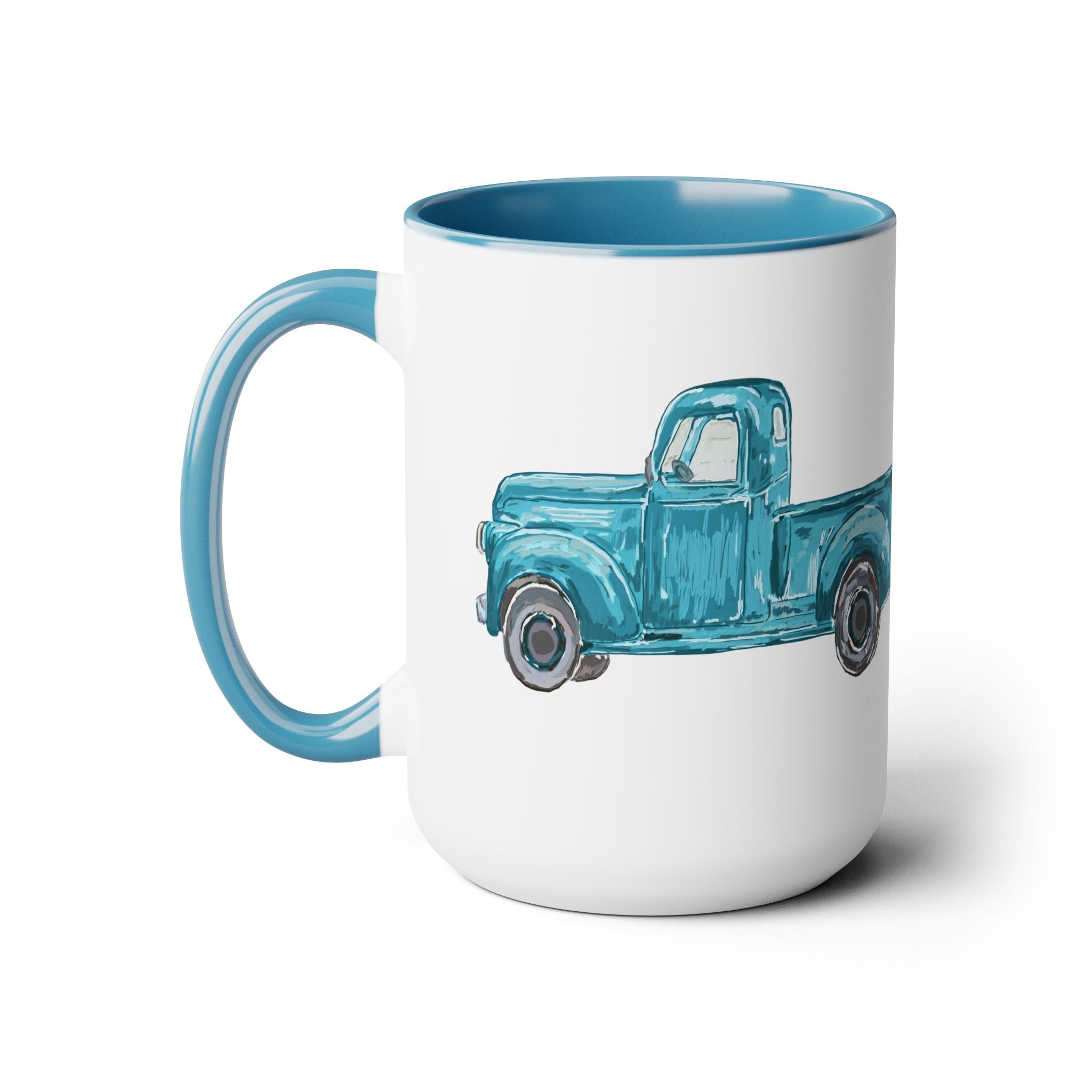 Fall Truck Two - Tone Ceramic Coffee Mugs - Blue Cava